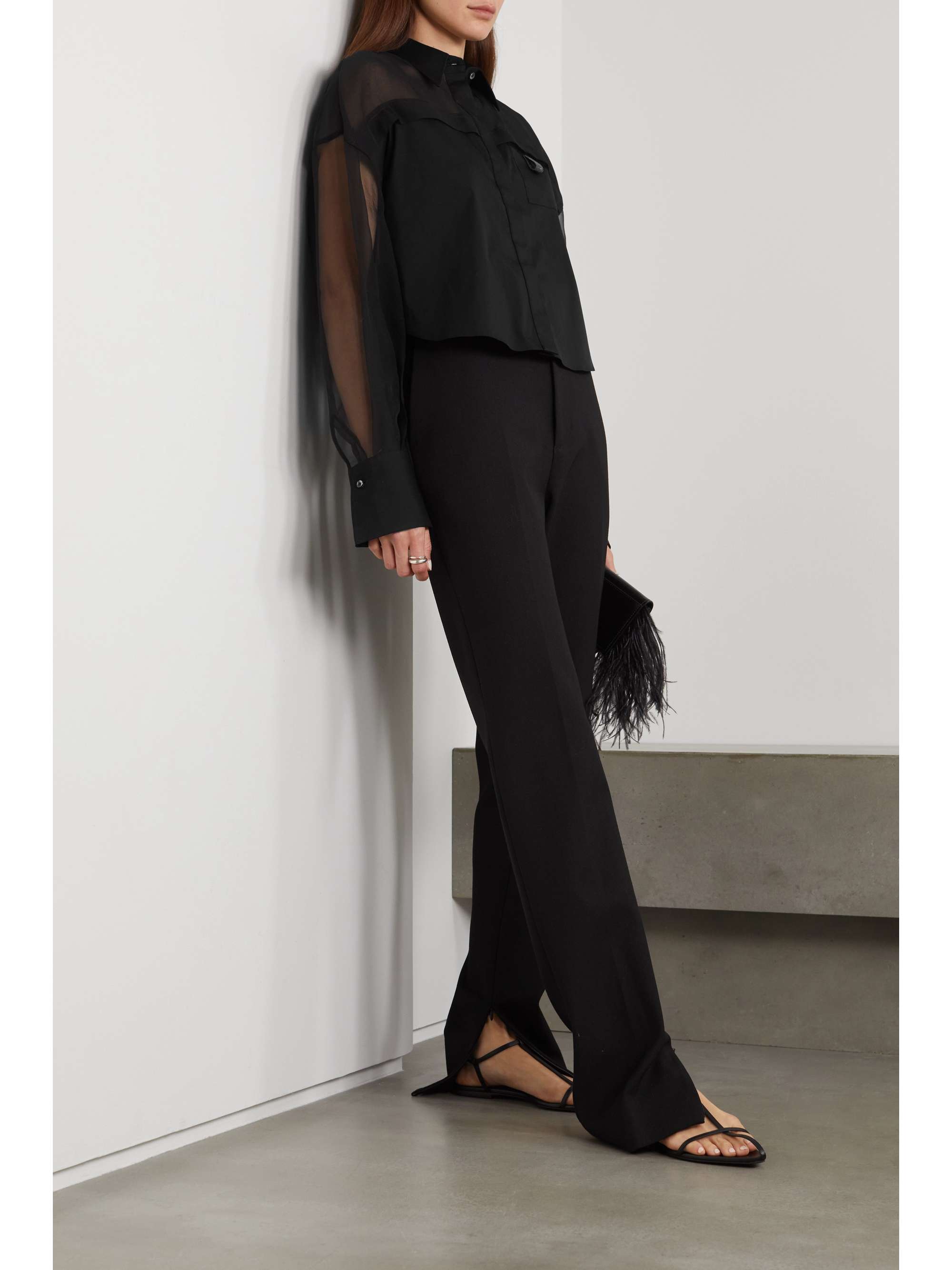 BRUNELLO CUCINELLI Cotton-blend poplin and silk-organza shirt