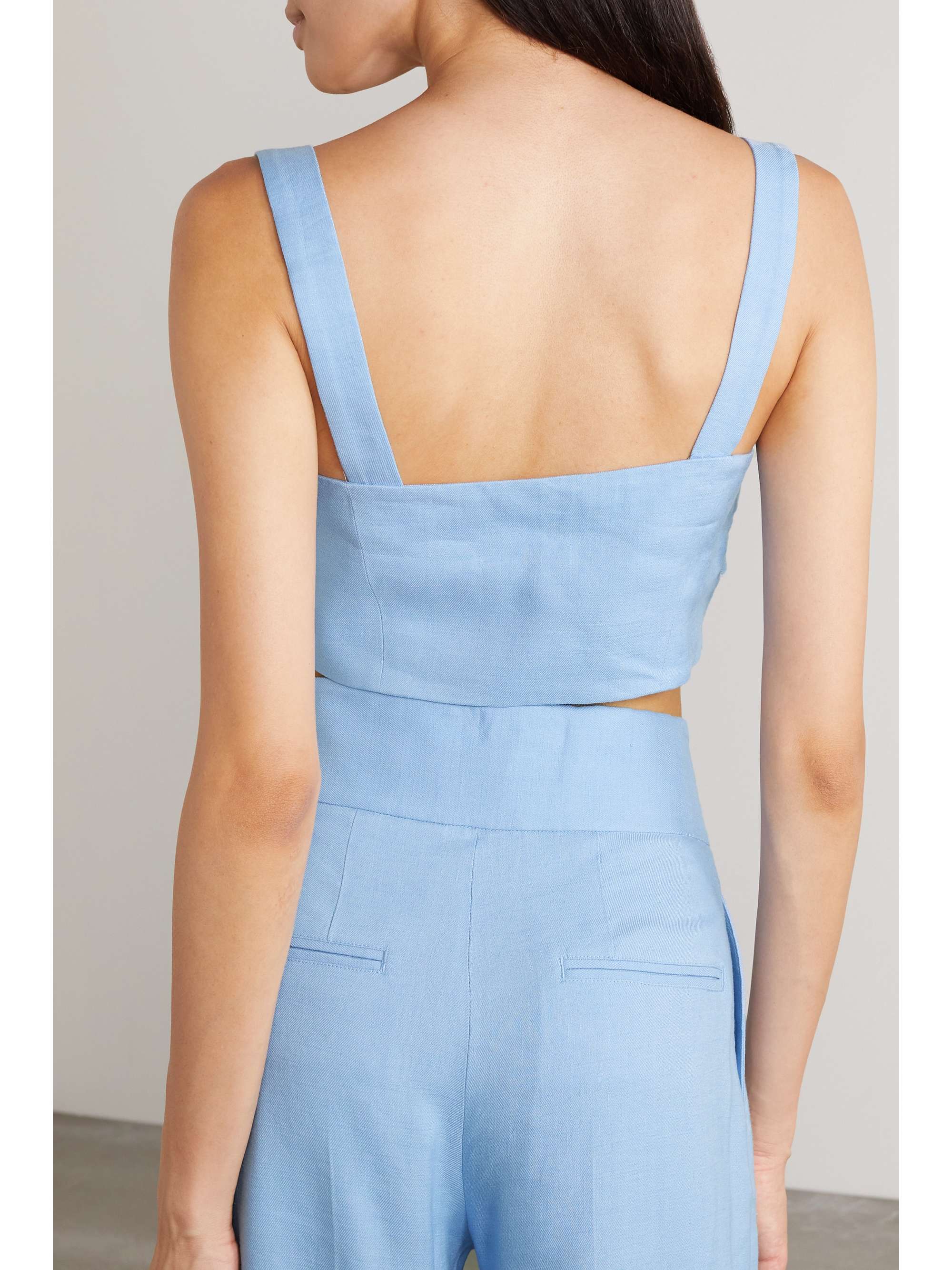 ALTUZARRA Bijou cropped ruffled linen-blend top
