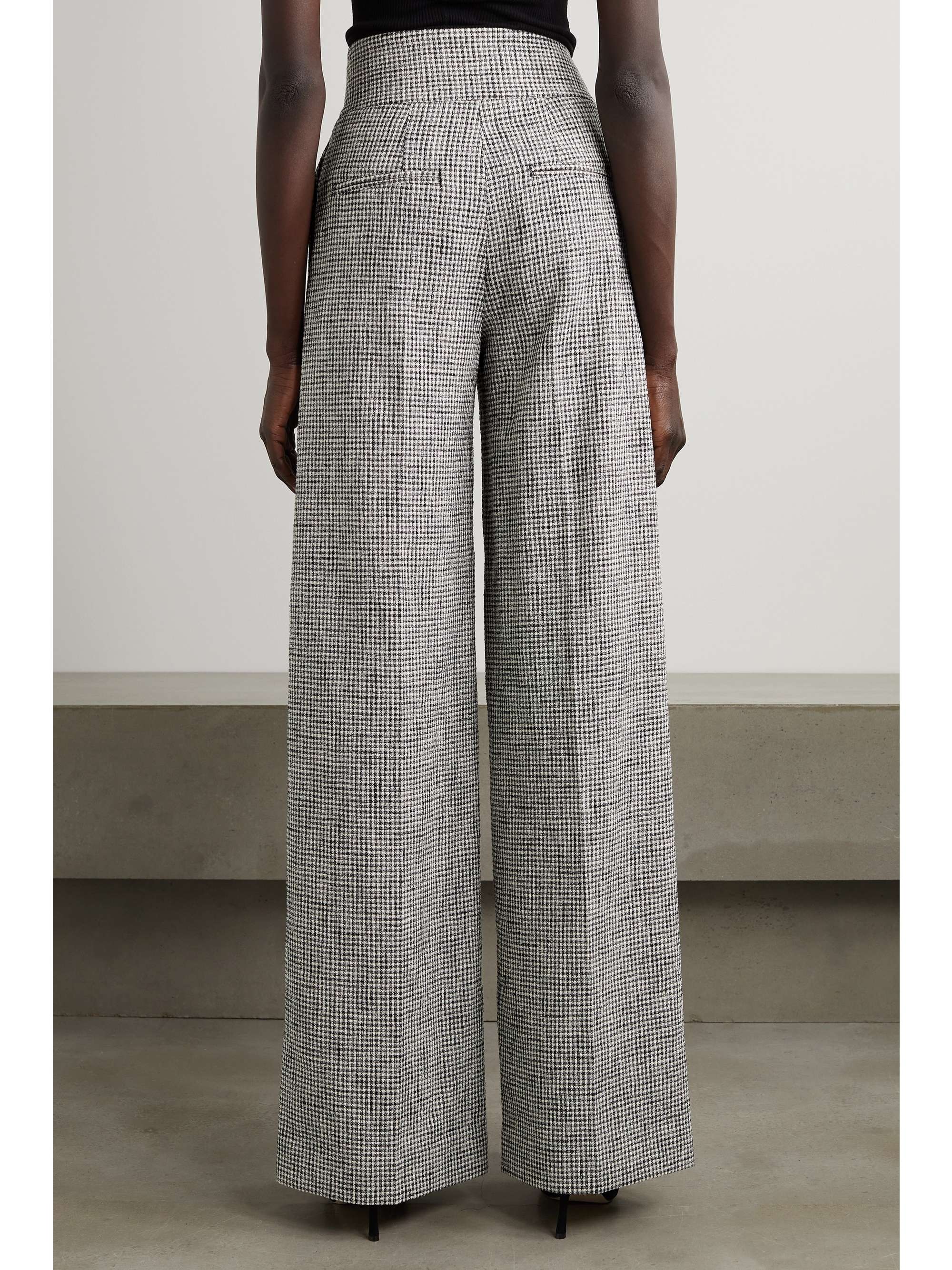 ALTUZARRA Rudy pleated gingham cotton-blend wide-leg pants