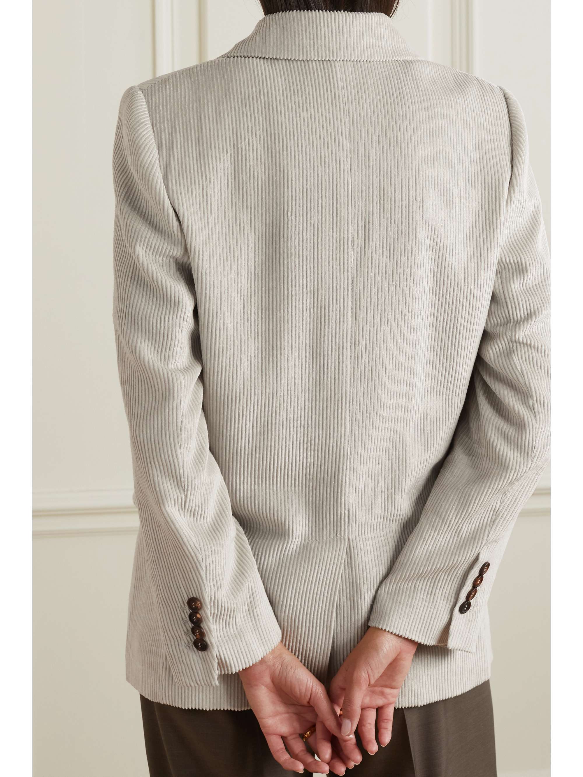 BRUNELLO CUCINELLI Double-breasted linen, cotton and Lyocell-blend corduroy blazer
