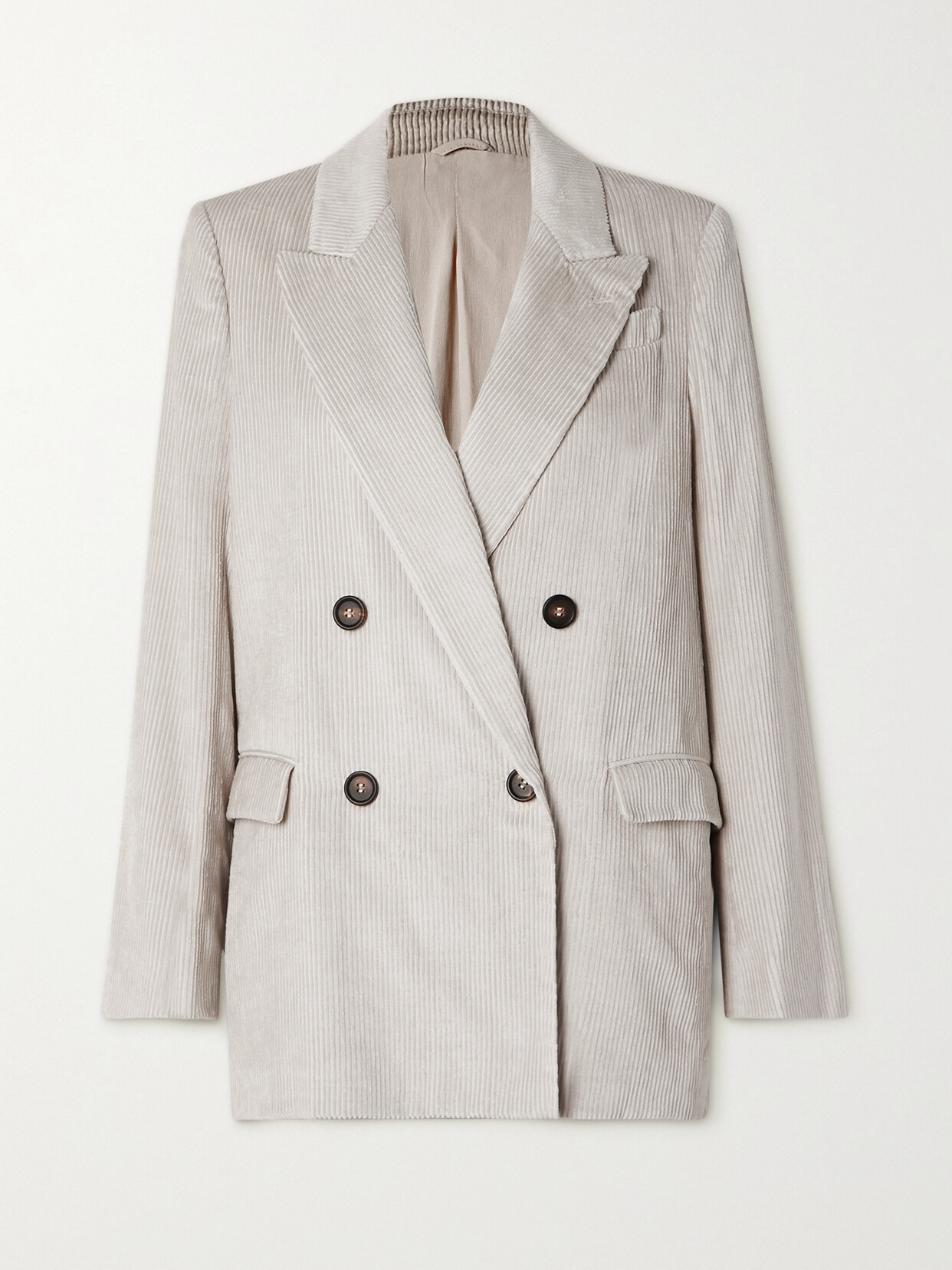 Brunello Cucinelli Double-breasted Linen, Cotton And Lyocell-blend Corduroy Blazer