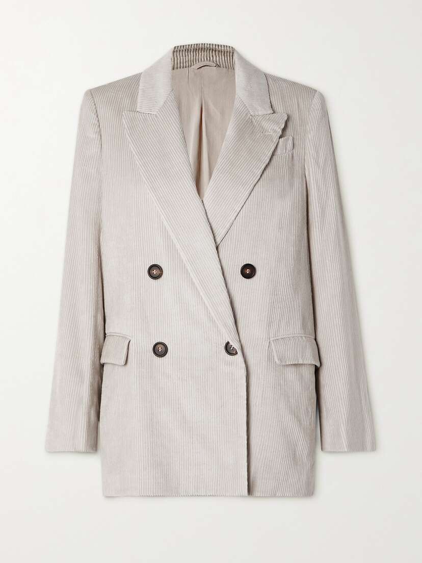 Brunello Cucinelli — Double-breasted linen, cotton and Lyocell-blend corduroy blazer