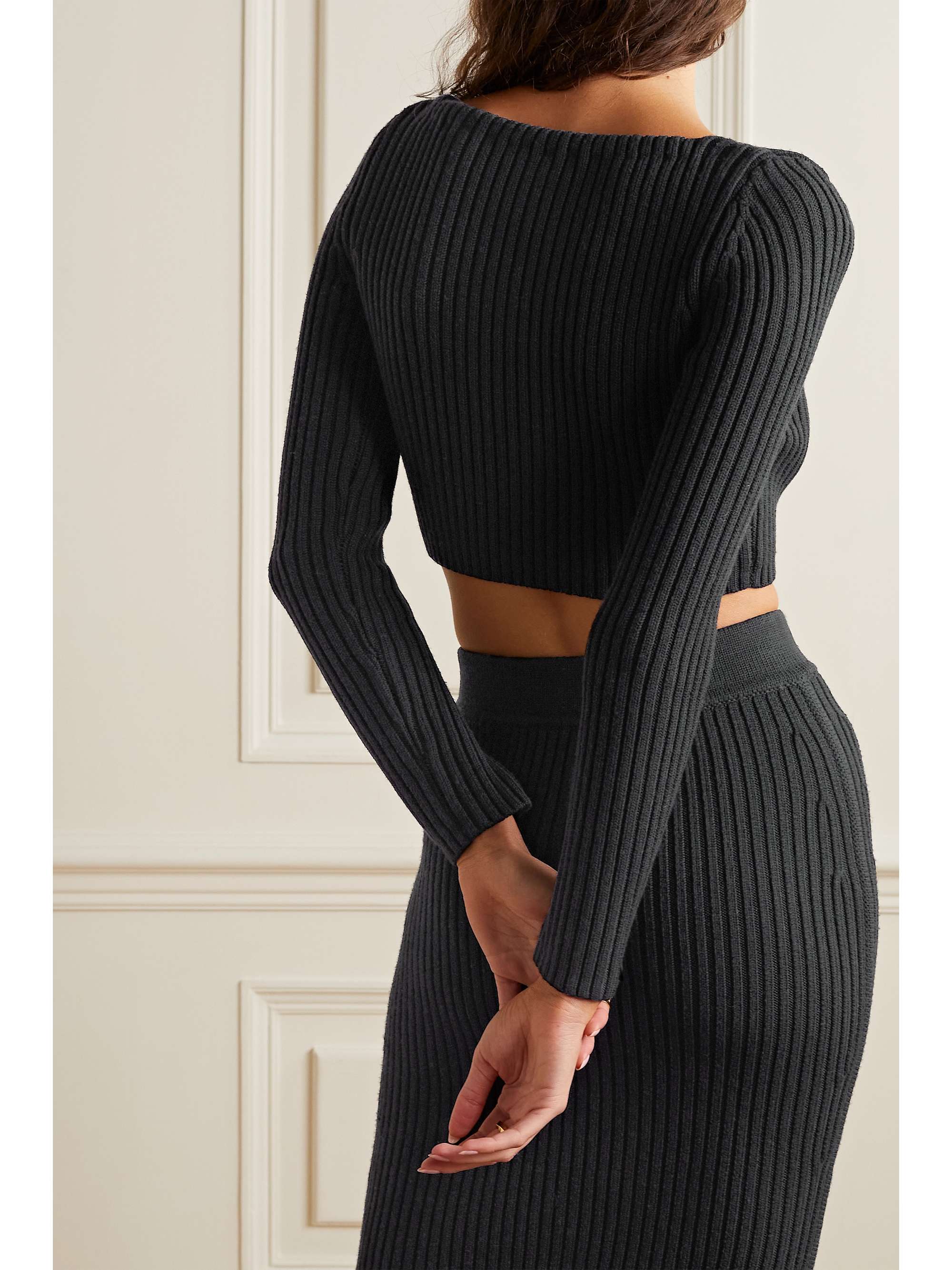 MICHAEL KORS COLLECTION Cropped ribbed wool-blend cardigan