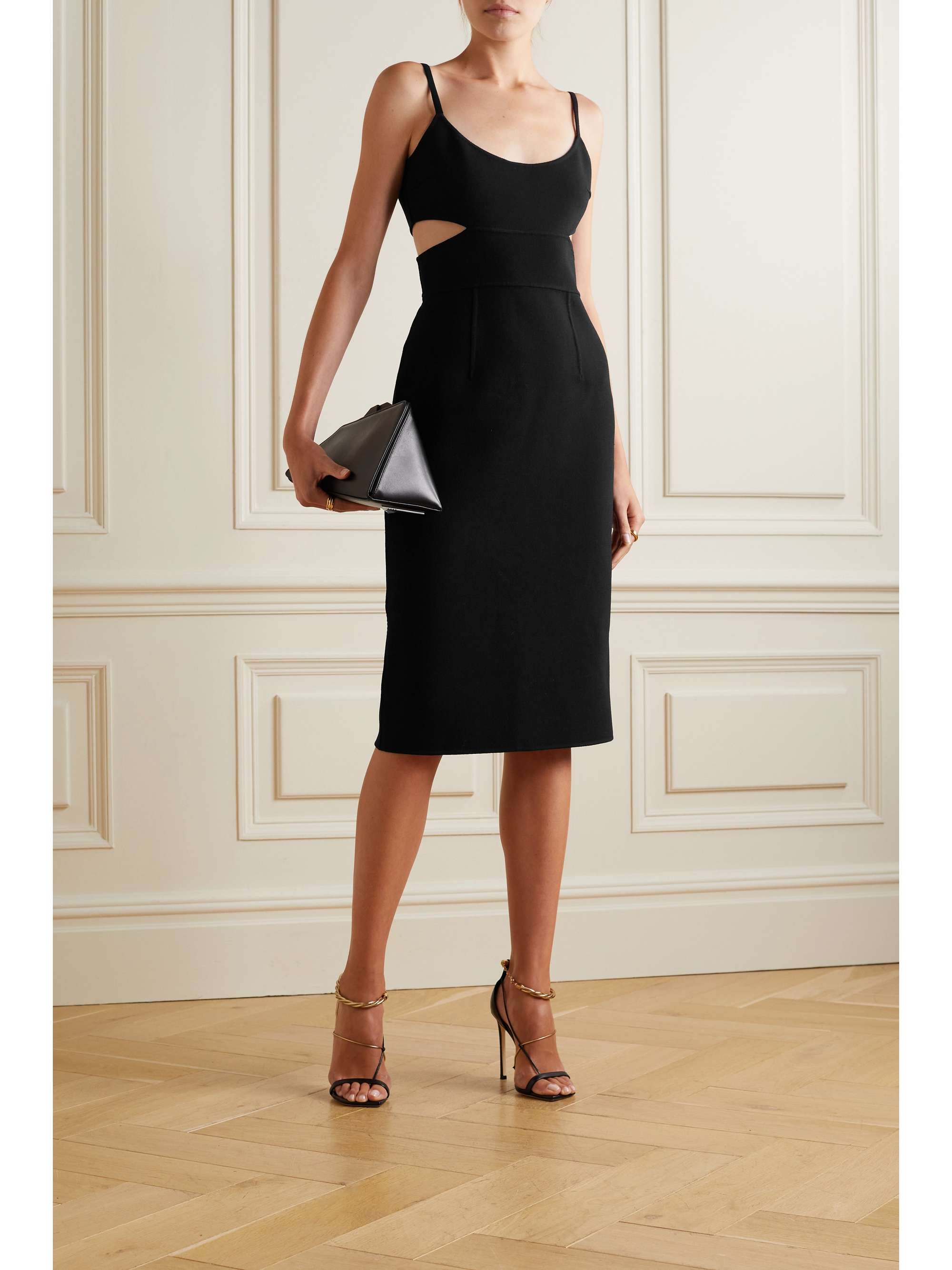 MICHAEL KORS COLLECTION 挖剪羊毛混纺中长连衣裙