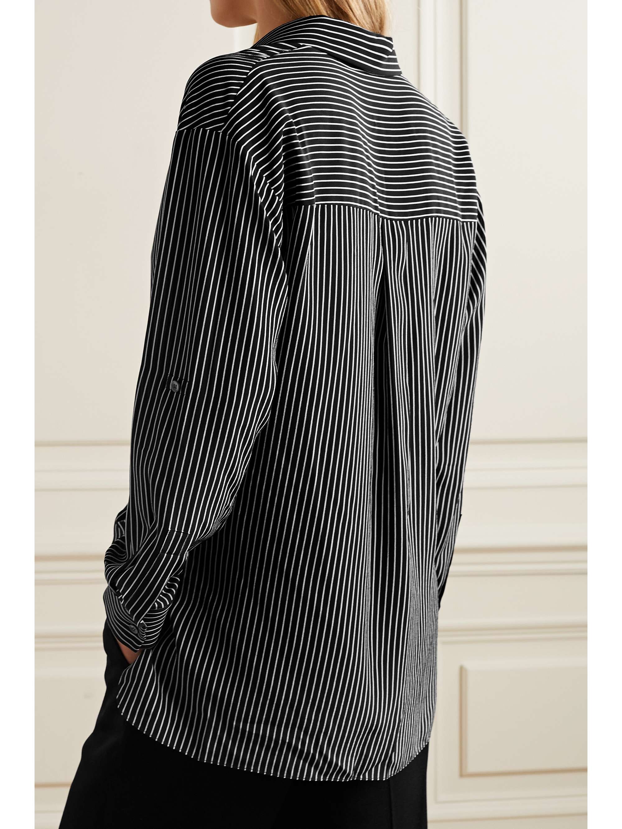 MICHAEL KORS COLLECTION 正面系带条纹有机真丝双绉上衣