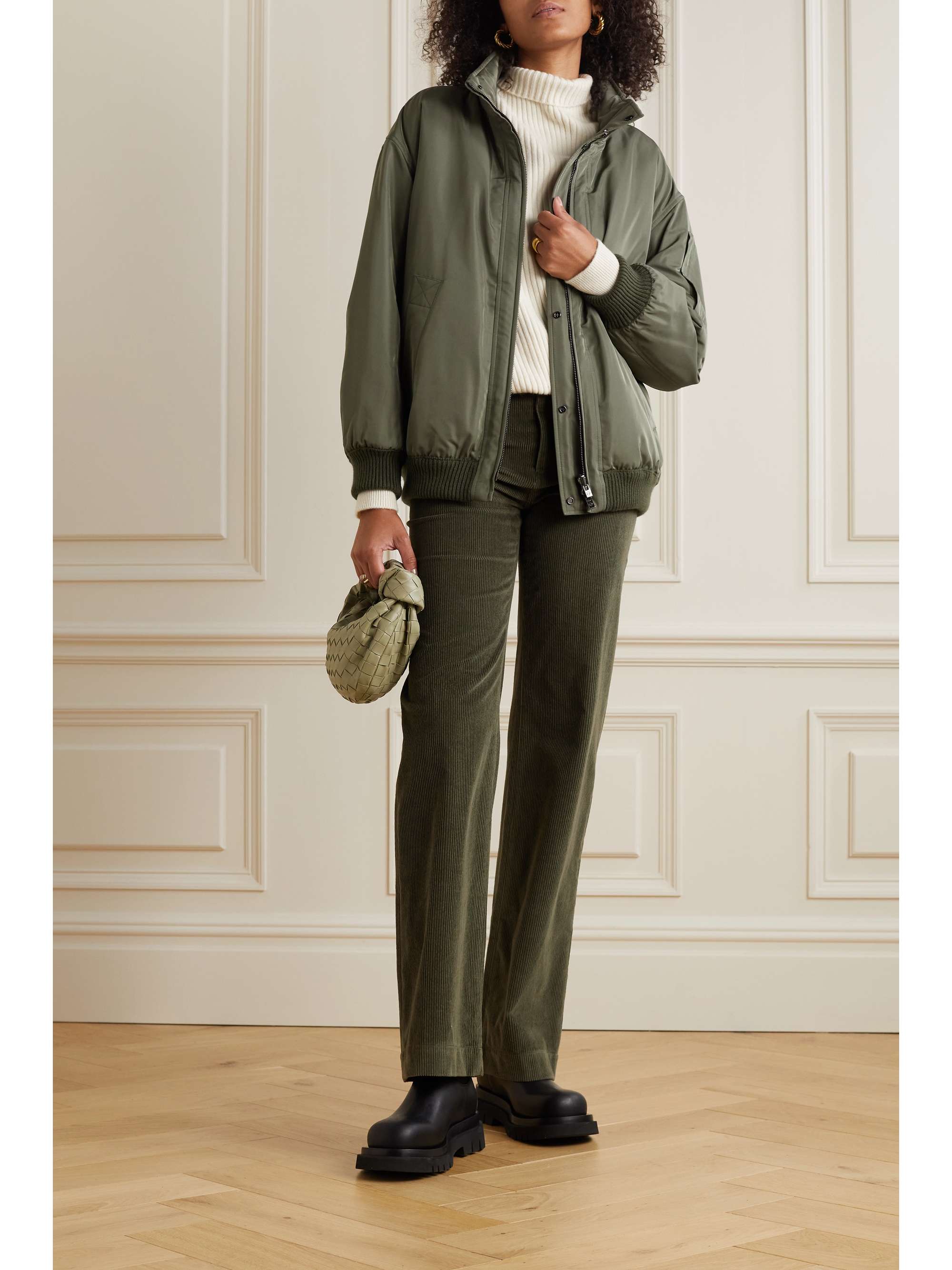 LORO PIANA Tremblay 正反两穿带填充物软壳面料罗纹羊绒外套