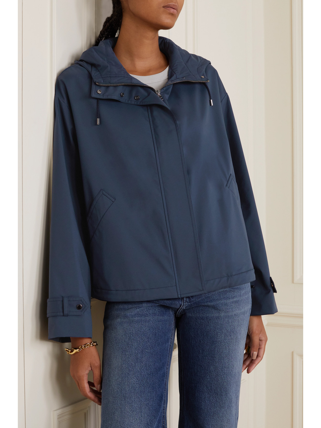 Loro Piana Shell Hooded Jacket In Blue