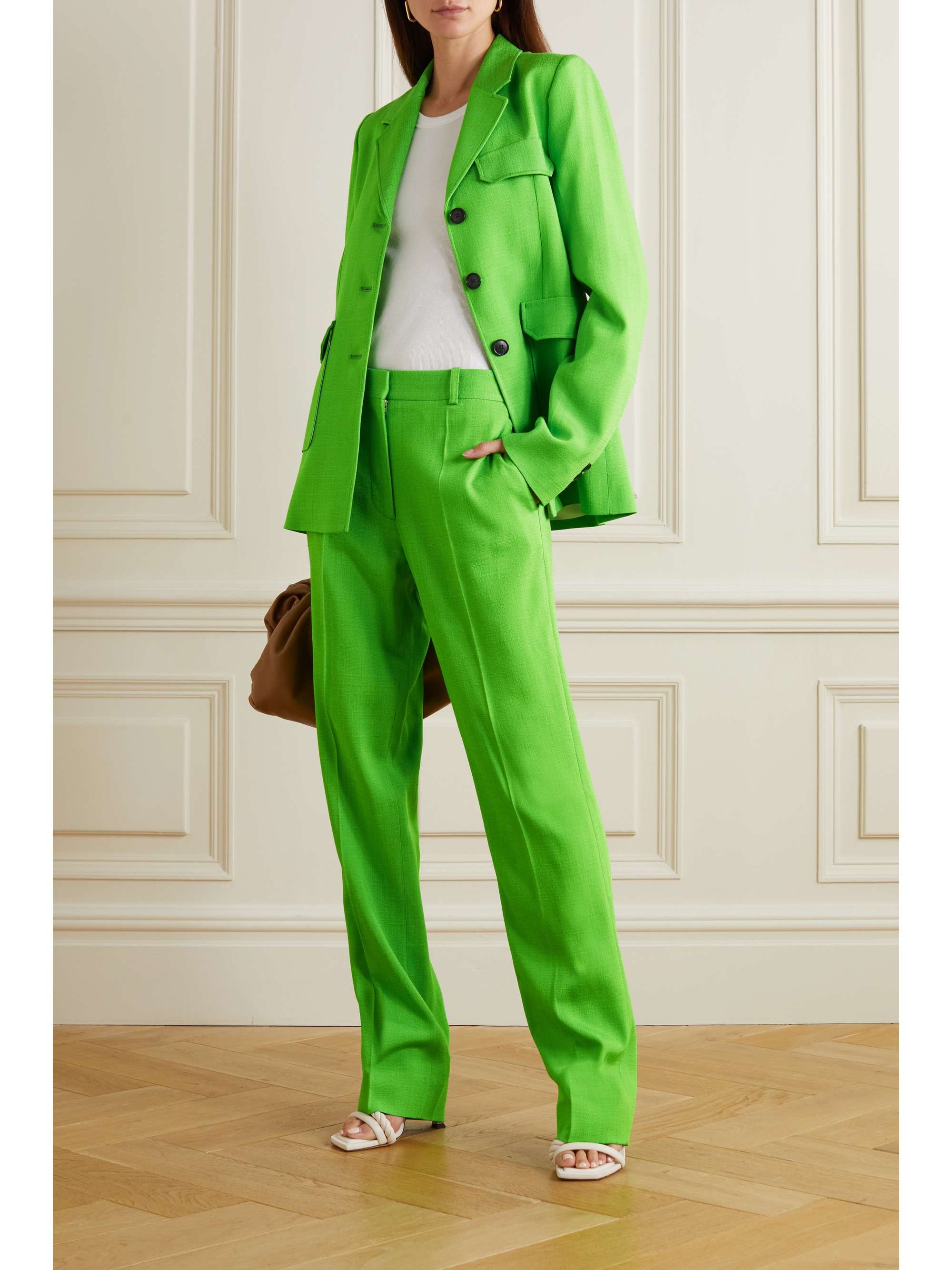 Green Woven straight-leg pants 