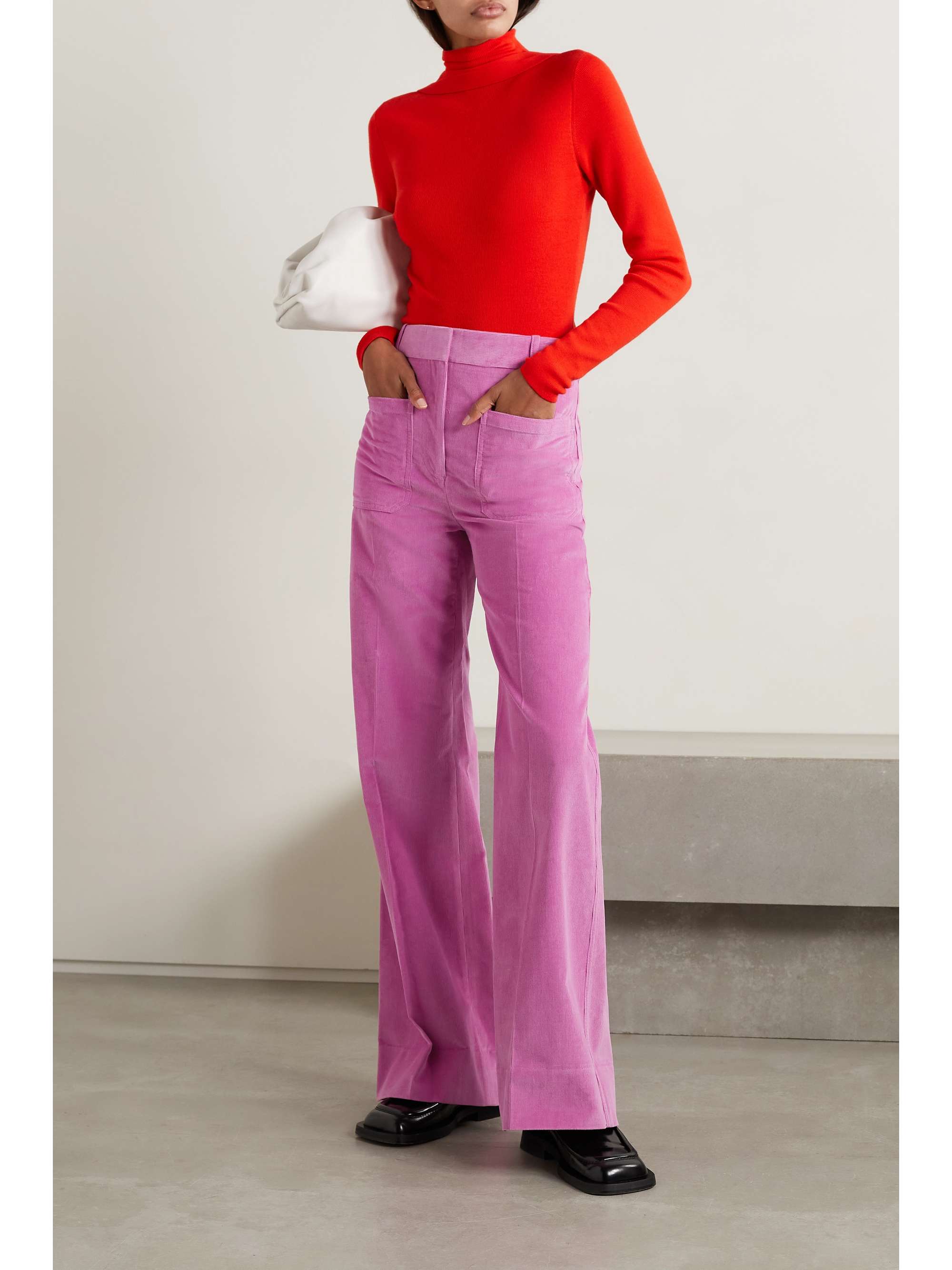 Pink Alina cotton-corduroy flared pants 