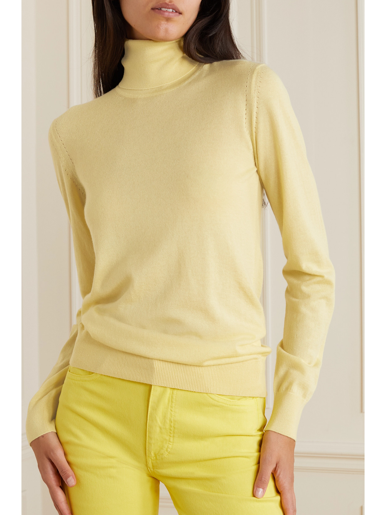 Shop Loro Piana Cashmere Turtleneck Sweater In Yellow