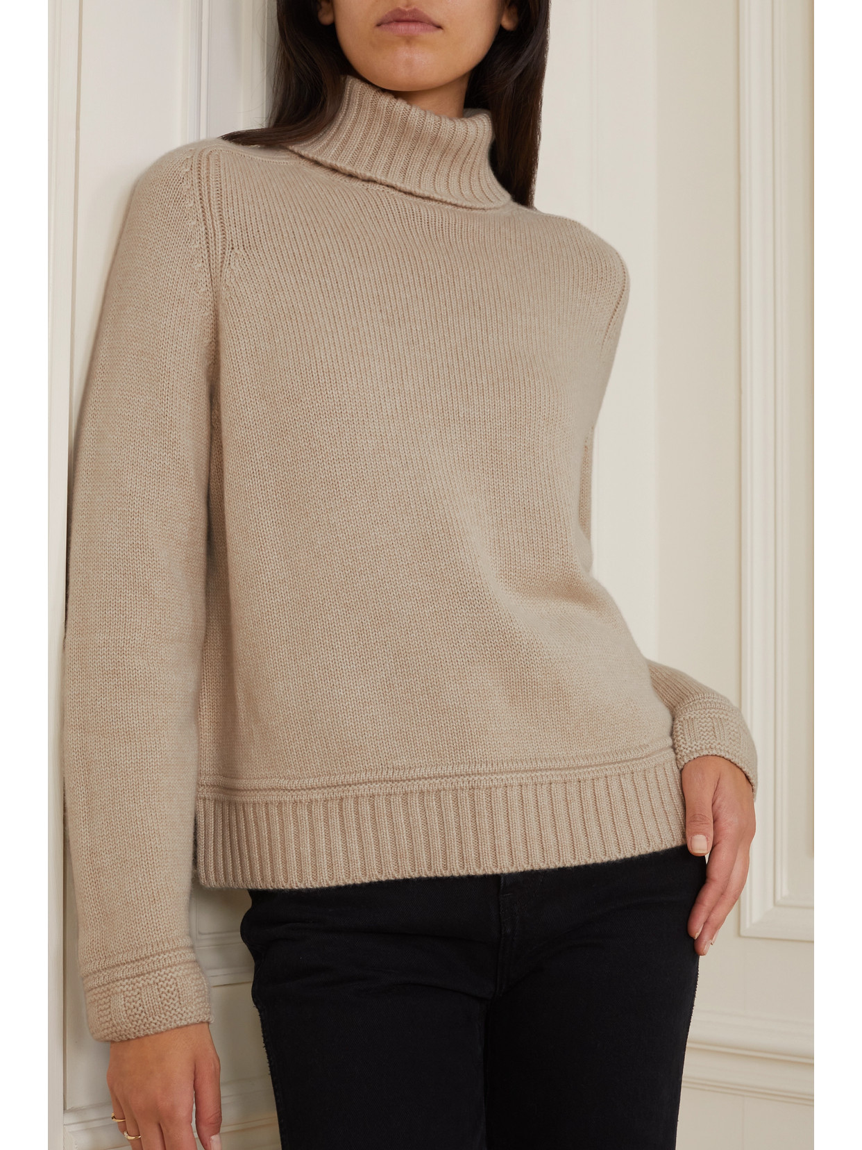 Loro Piana Dolcevita Wetherlam Cashmere Turtleneck Sweater In Cream