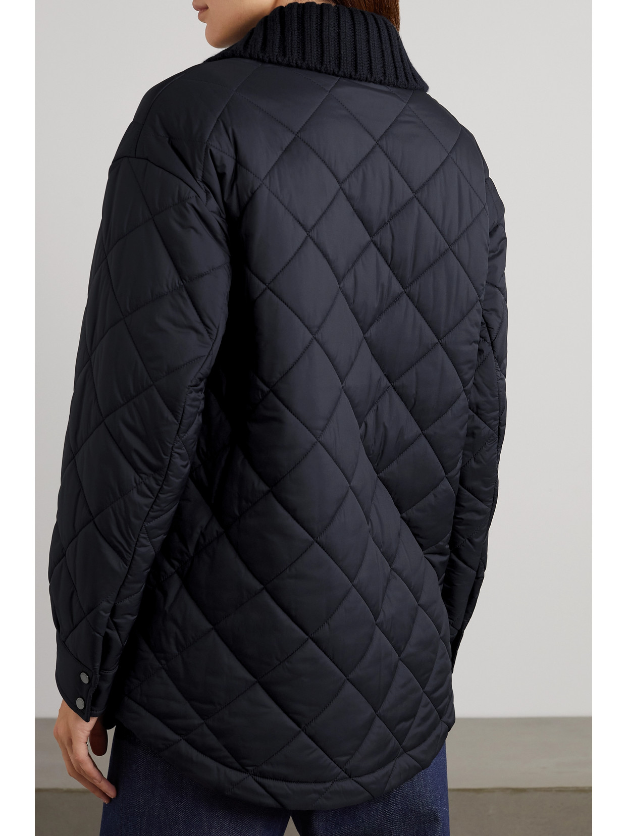 Loro Piana Rocar Ribbed Cashmere-trimmed Quilted Shell Coat In Blue