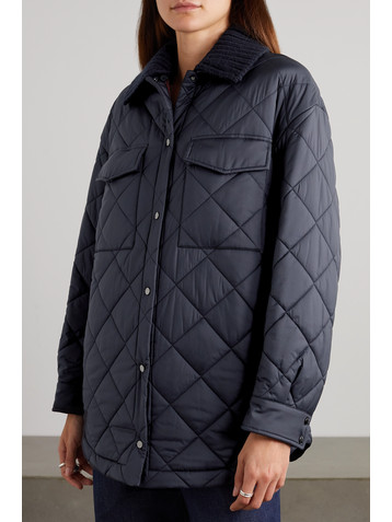 Loro Piana Rocar ribbed cashmere-trimmed quilted shell coat