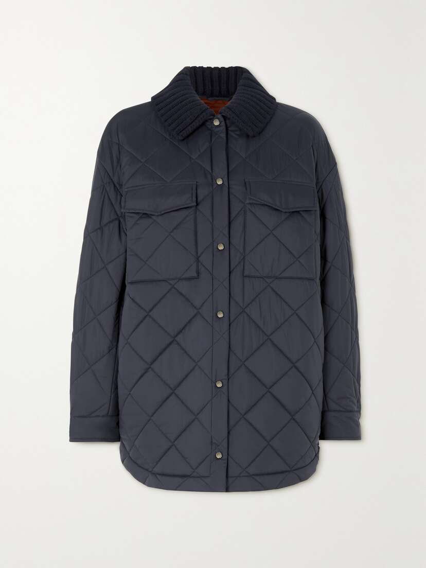 Loro Piana Rocar Ribbed Cashmere-trimmed Quilted Shell Coat