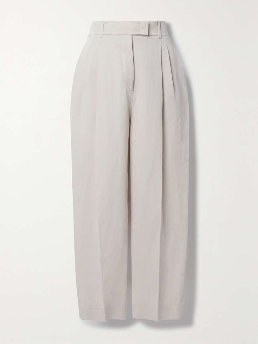 Loro Piana Wybie Cropped Pleated Wool-blend Twill Wide-leg Pants