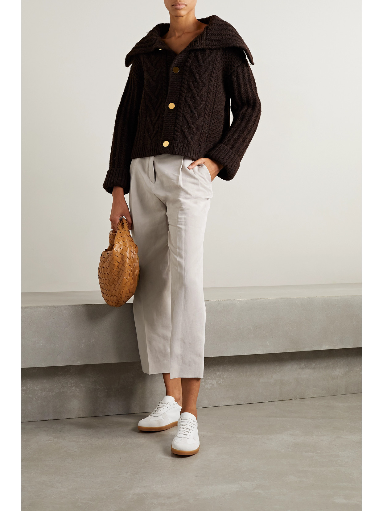 Loro Piana Wybie Cropped Pleated Wool-blend Twill Wide-leg Pants In Neutrals