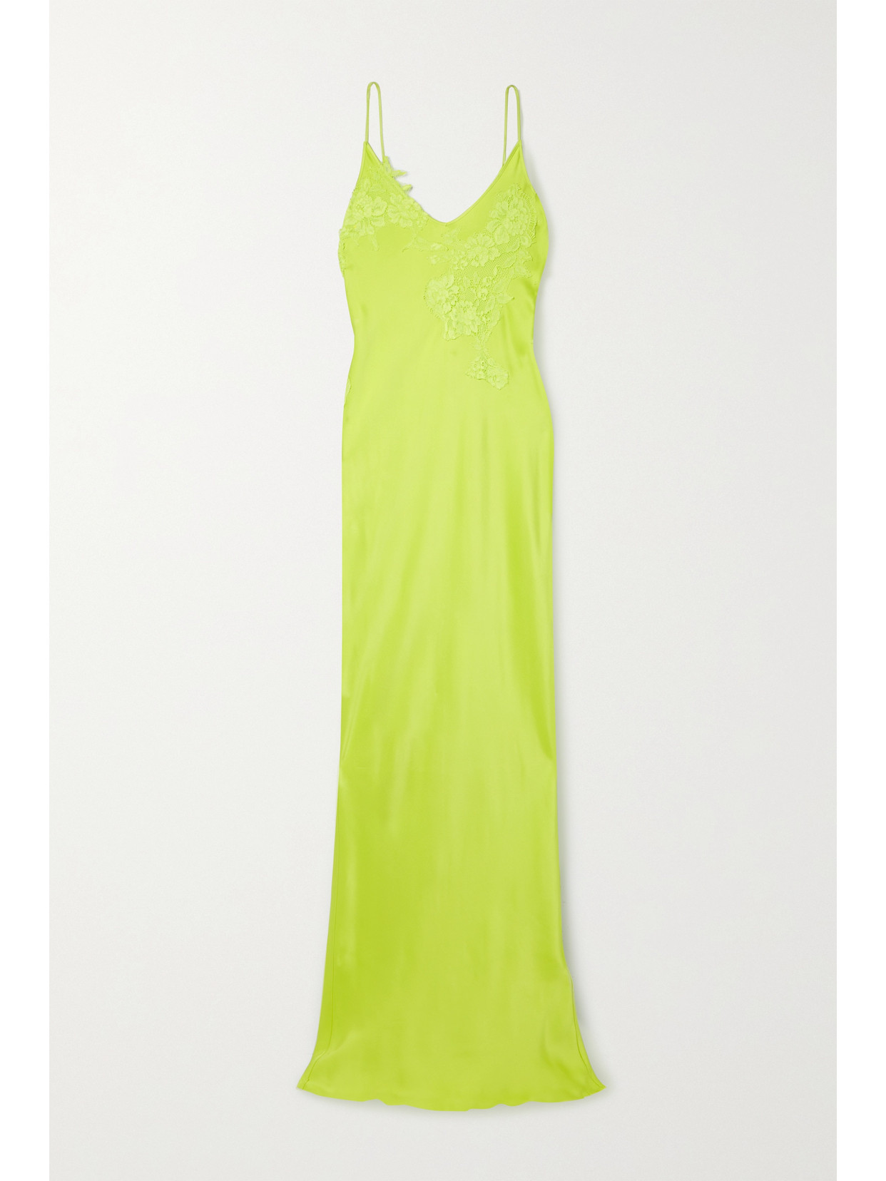Victoria Beckham Lace Panel Column Cami Dress In Lime | ModeSens