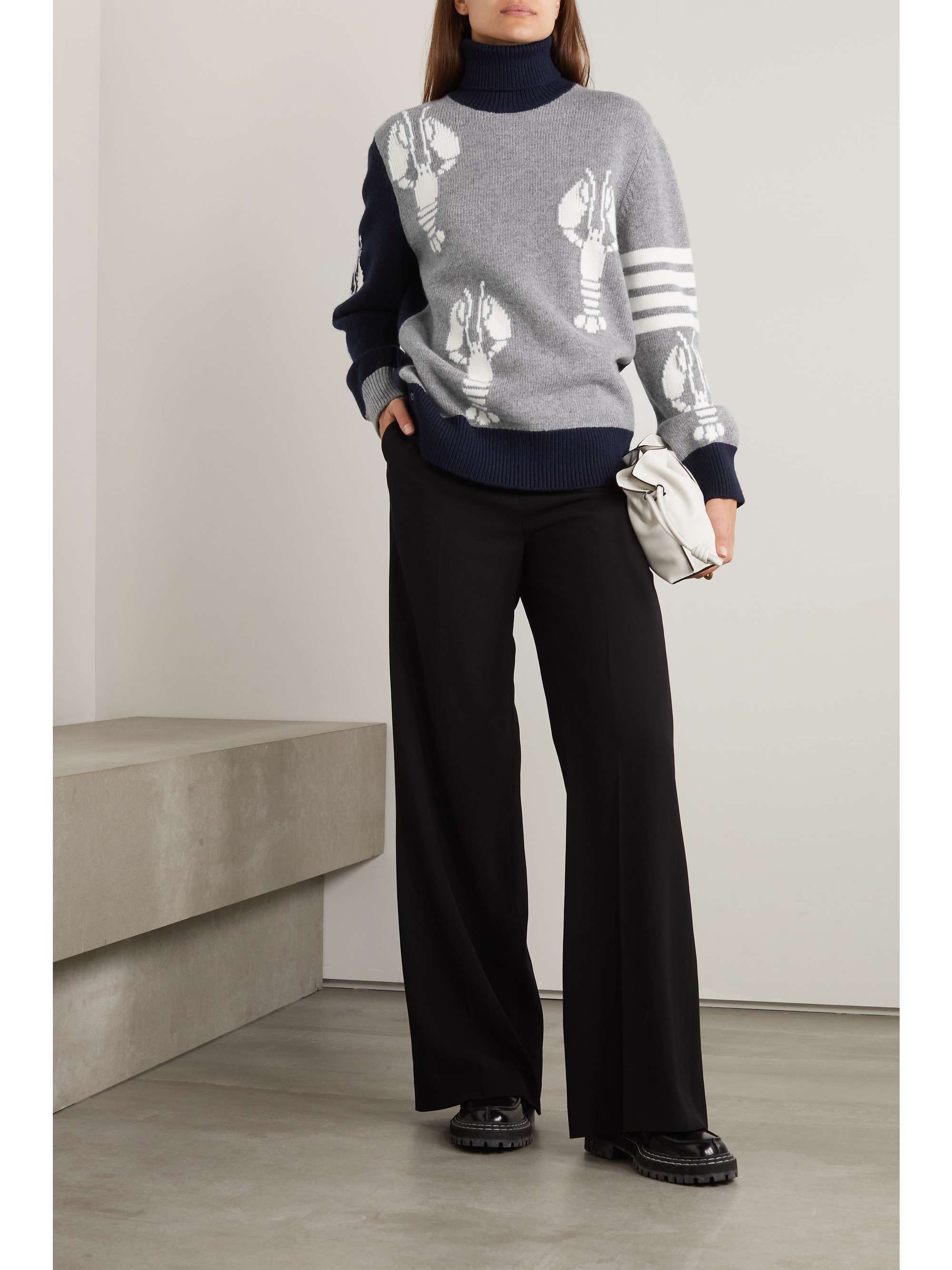 Thom Browne - Two-Tone intarsia-knit Merino Wool Turtleneck Sweater - Gray - IT38 - Net A Porter