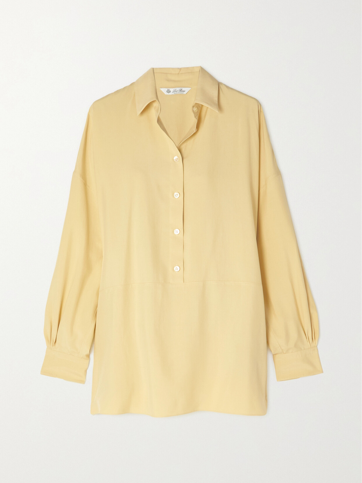 Loro Piana Neo Andre Silk Poplin Shirt In Vanilla Custard