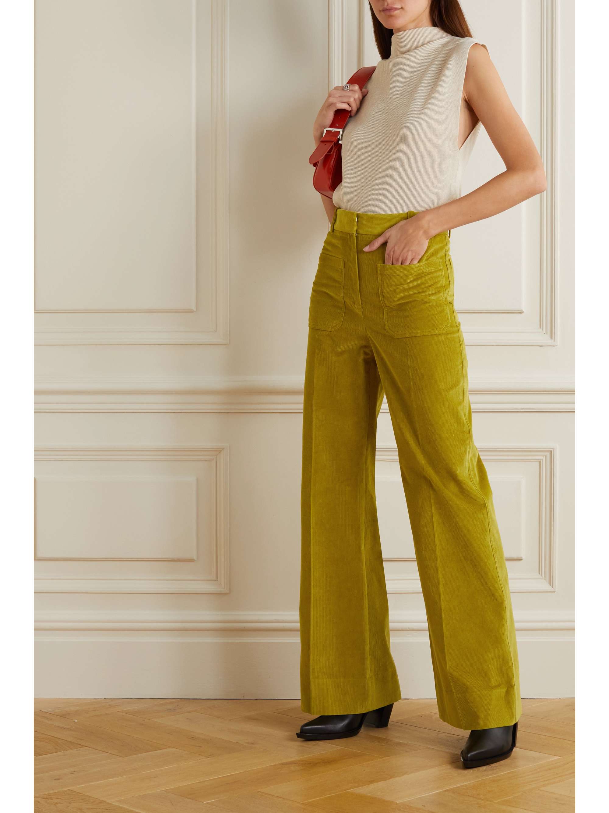 VICTORIA BECKHAM Alina cotton-corduroy flared pants | NET-A-PORTER