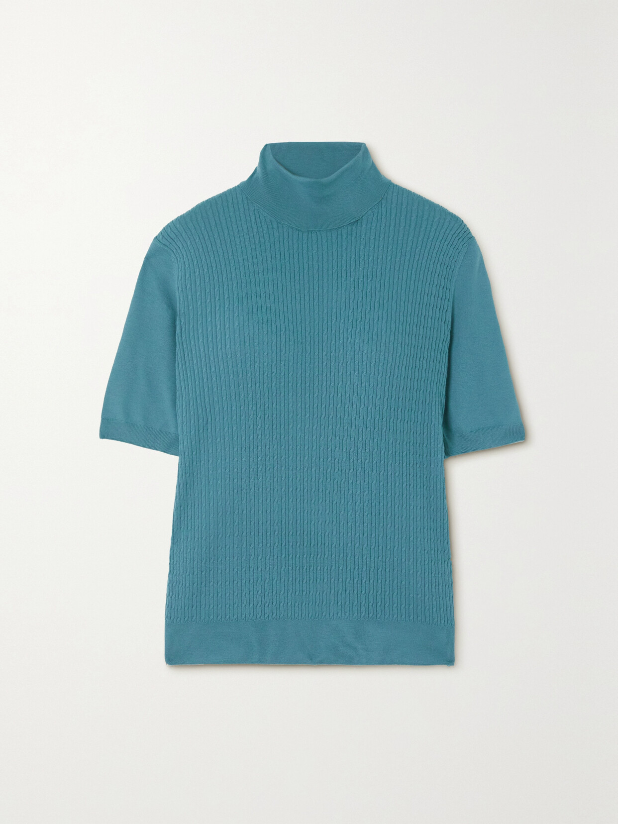 Loro Piana Dolcevita Ribbed Cashmere Turtleneck Top In Blue