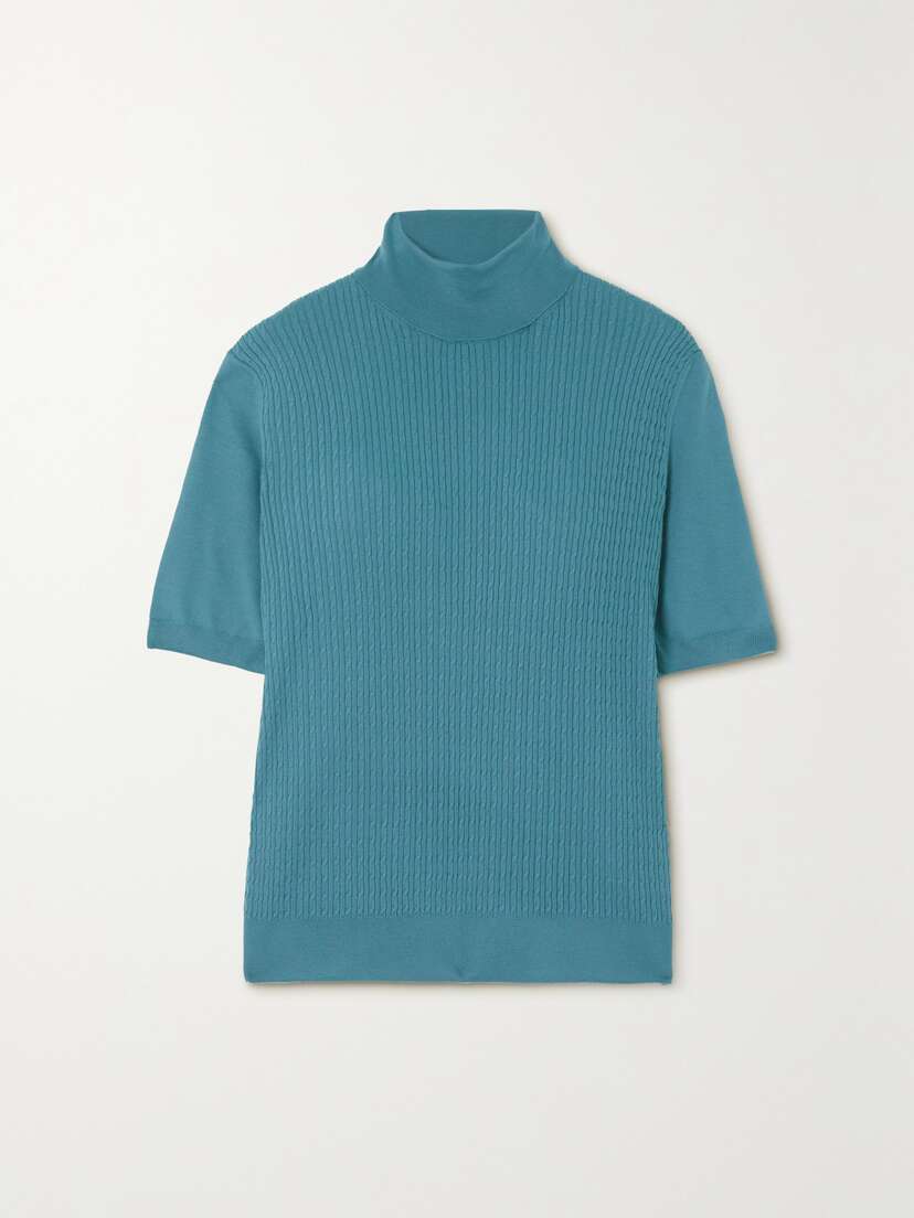 Loro Piana Dolcevita Ribbed Cashmere Turtleneck Top