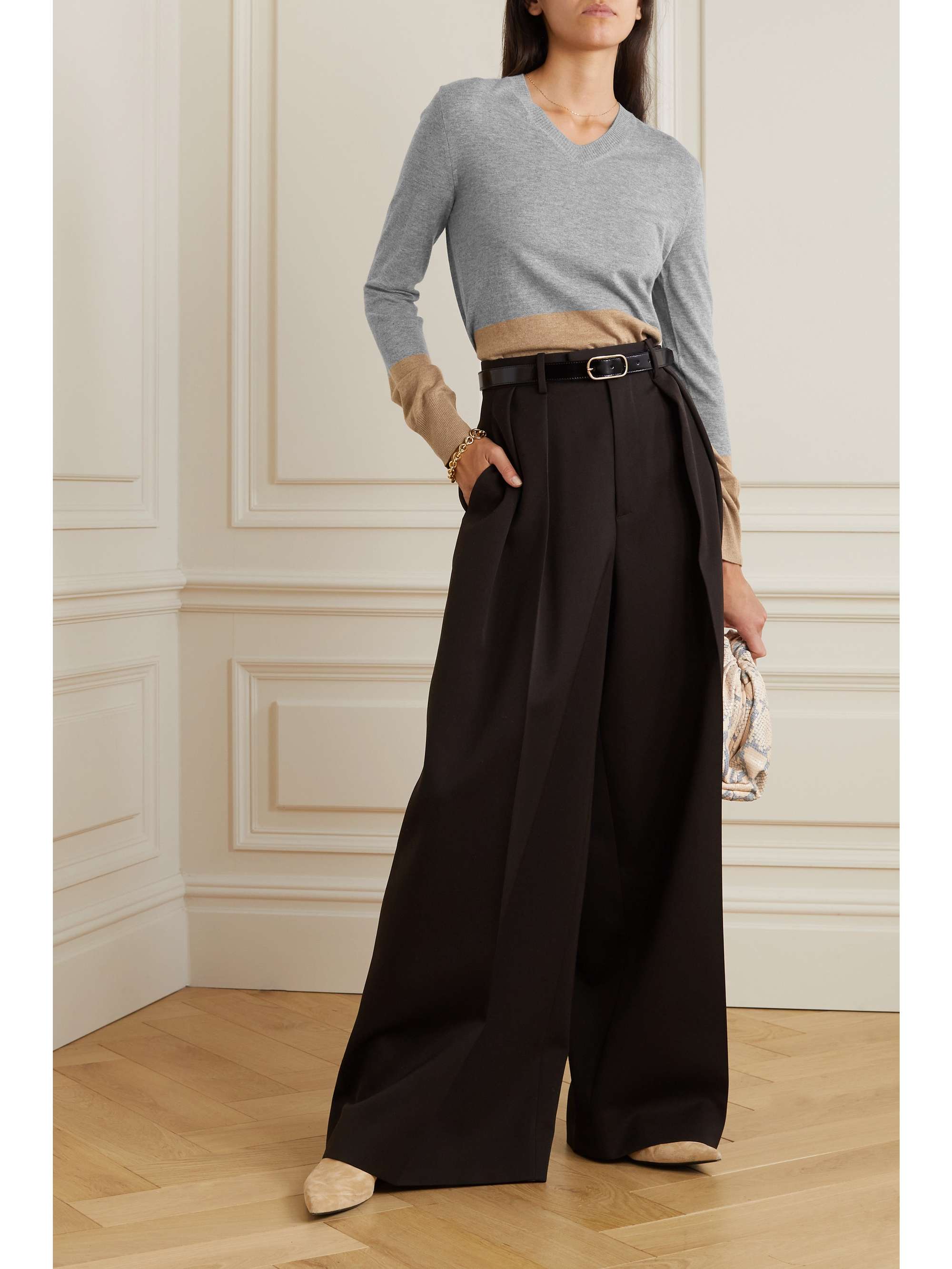 LORO PIANA Color-block cashmere sweater