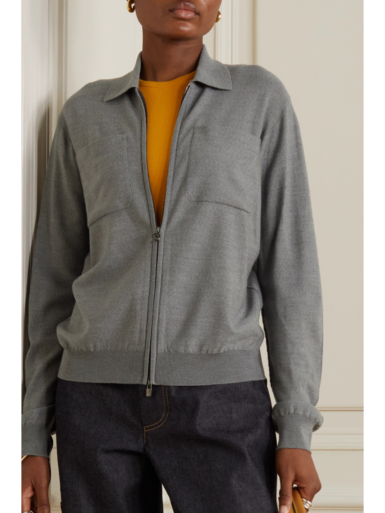 Shop Loro Piana Valsesia Wool Bomber Jacket In Gray