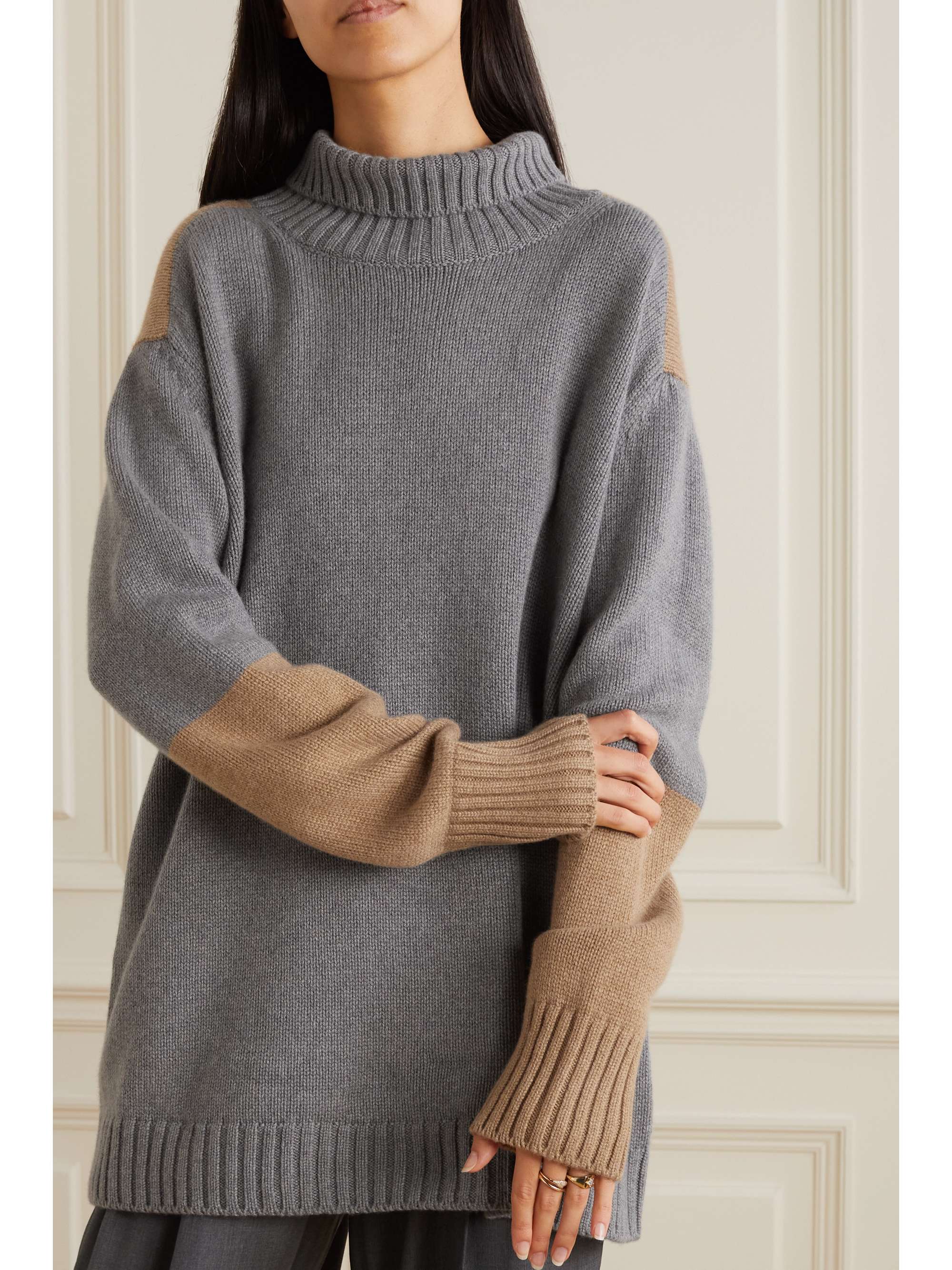 LORO PIANA Color-block cashmere turtleneck sweater