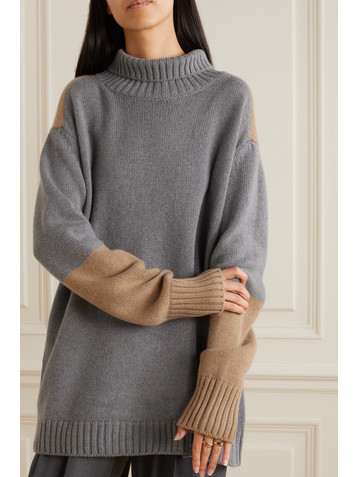 Loro Piana Color-block cashmere turtleneck sweater