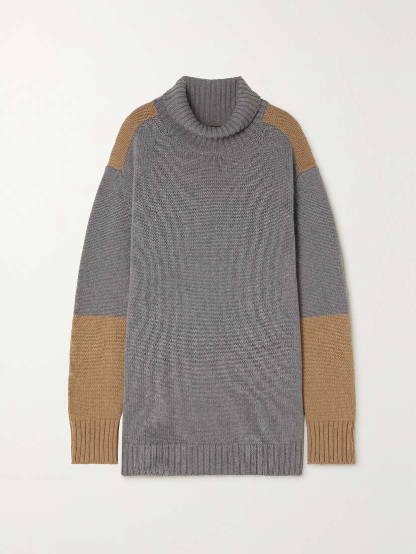 Loro Piana Color-block Cashmere Turtleneck Sweater