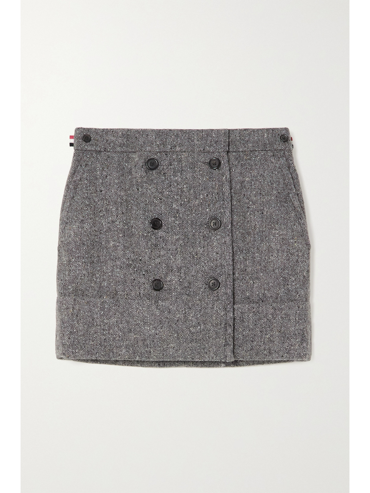 Thom Browne Merino Wool And Mohair-blend Mini Wrap Skirt In Gray