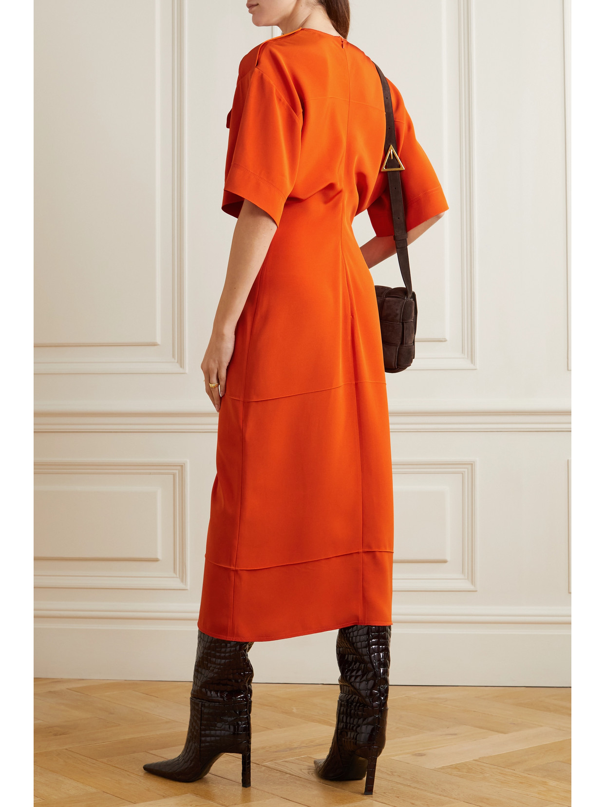 VICTORIA BECKHAM CUTOUT CREPE MIDI DRESS