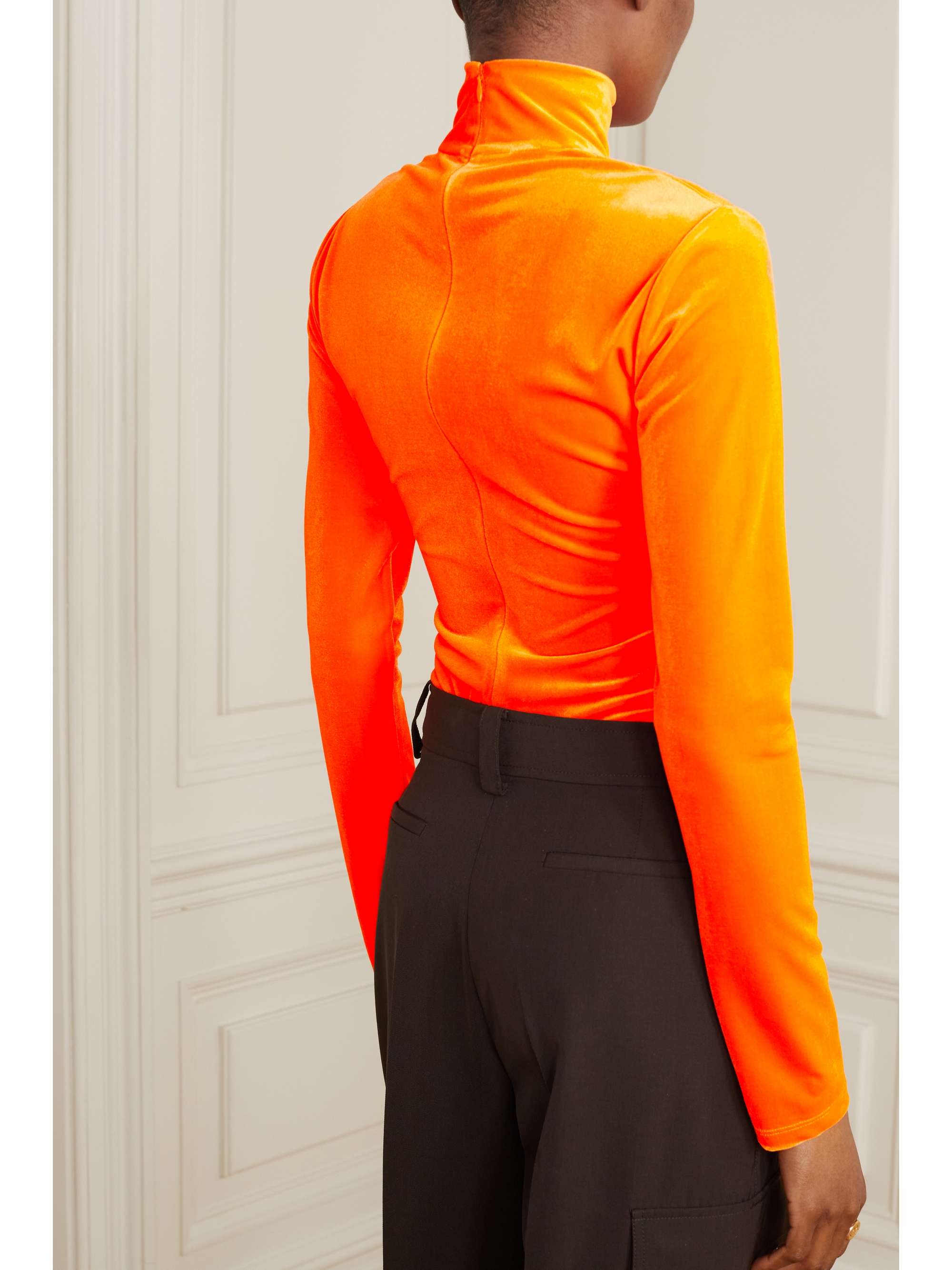 VICTORIA BECKHAM Stretch-velvet turtleneck top