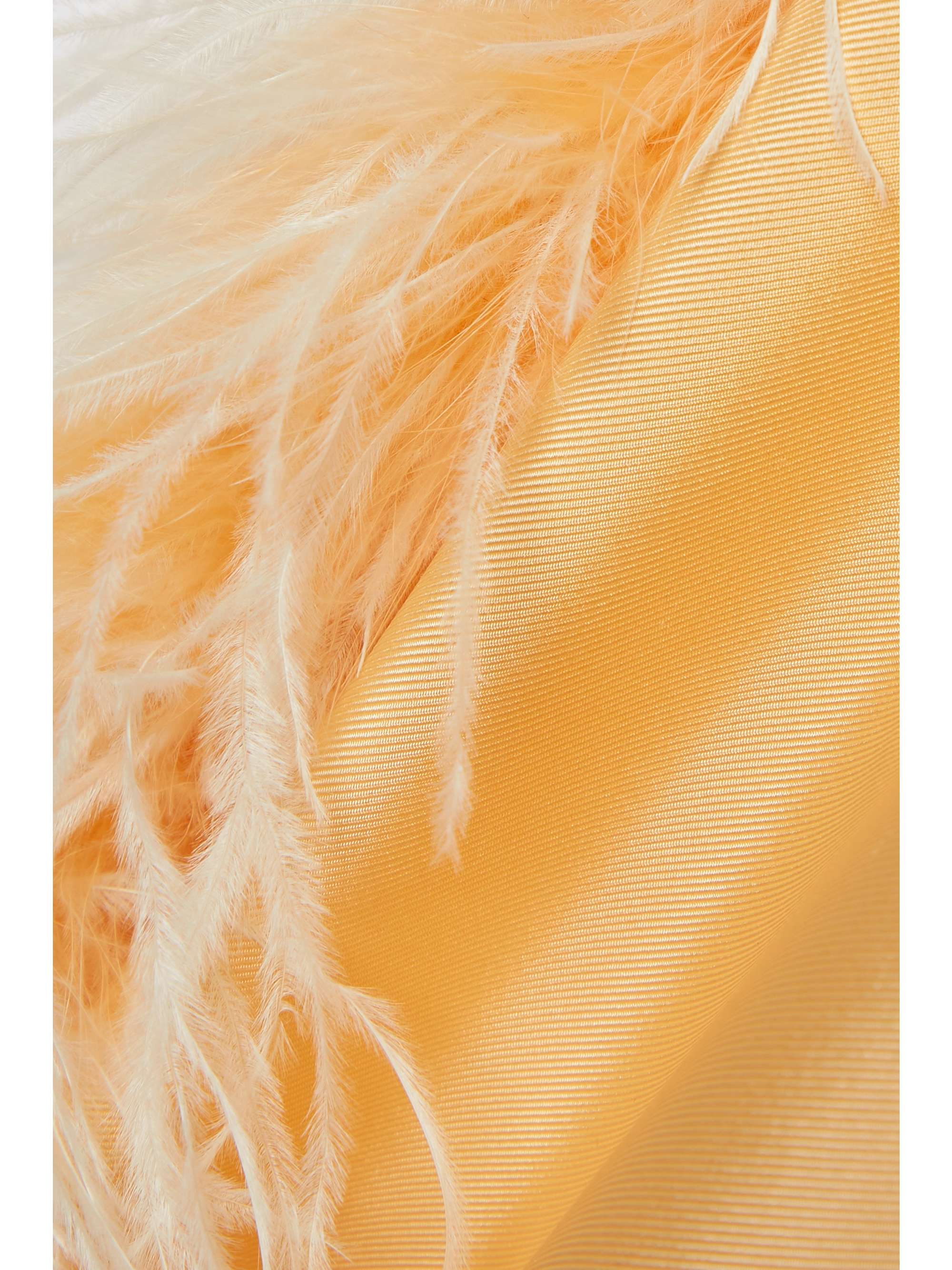 LAPOINTE Feather-trimmed silk-twill straight-leg pants