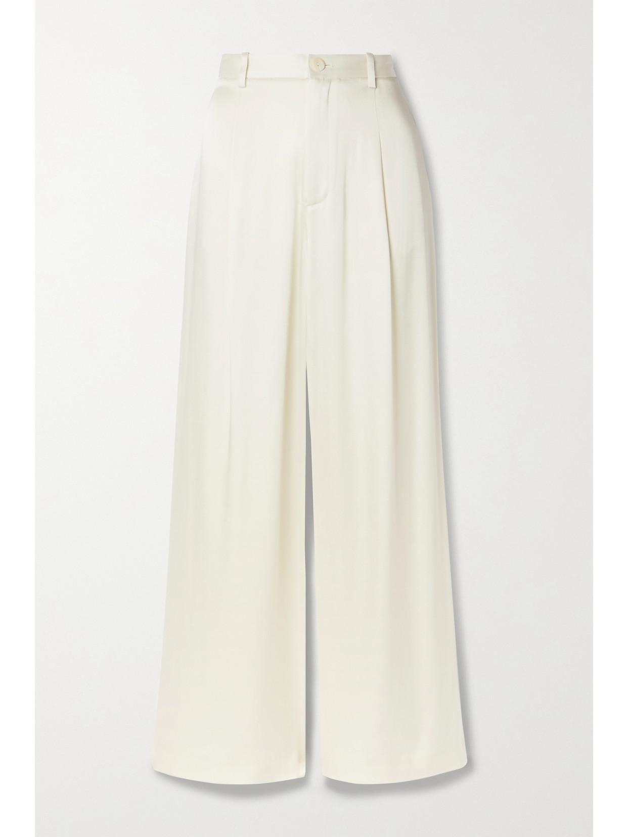 LAPOINTE Pleated Satin Wide-leg Pants