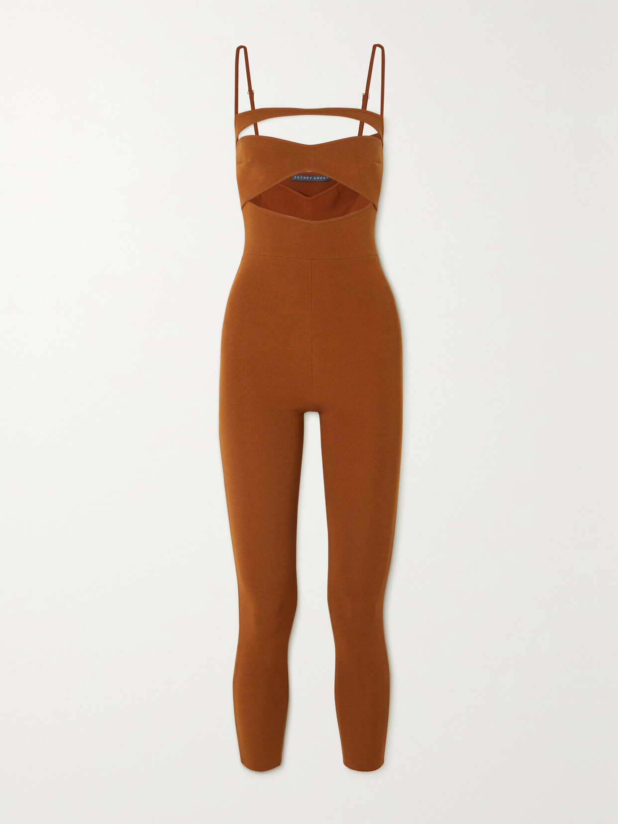 Zeynep Arçay Cutout Stretch-knit Jumpsuit - Brown