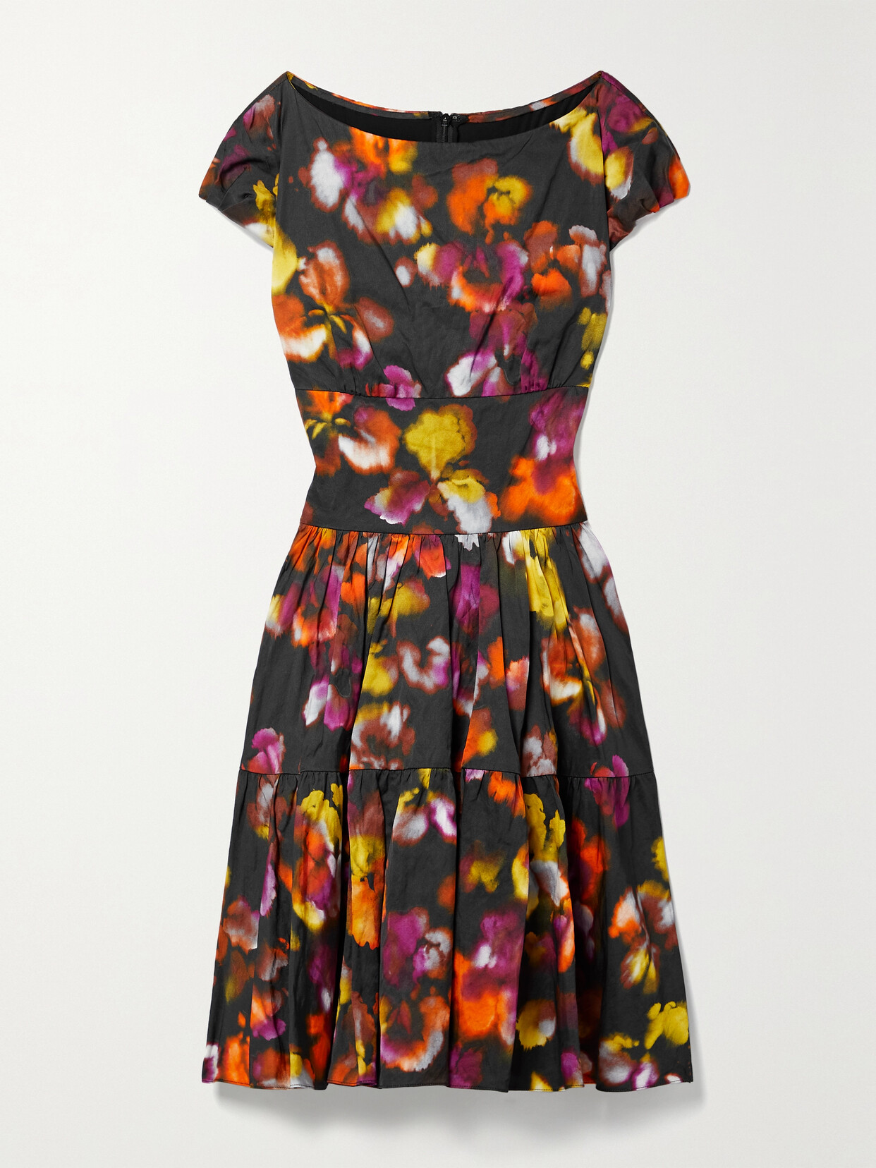 Jason Wu Collection Tiered Printed Crinkled-sateen Mini Dress
