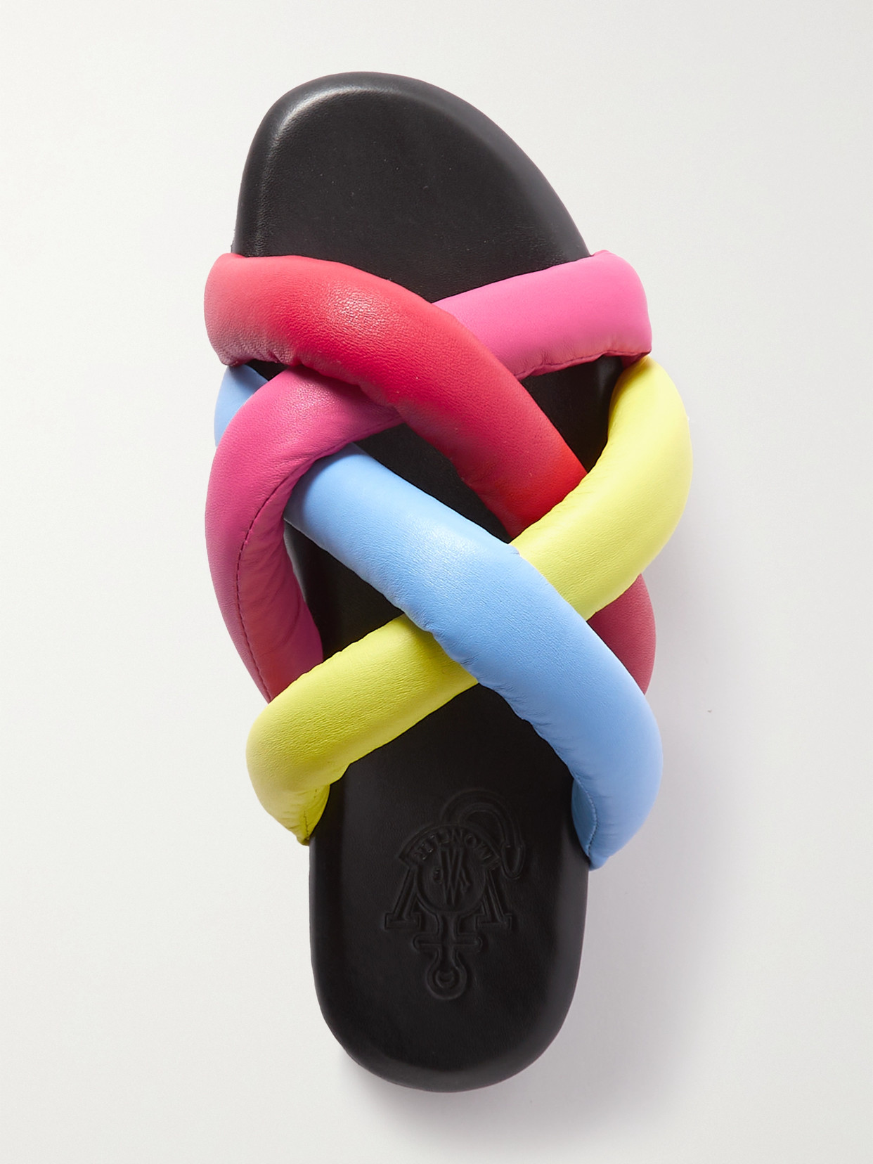 Shop Moncler Genius + Jw Anderson Jbraided Leather Slides In Pink