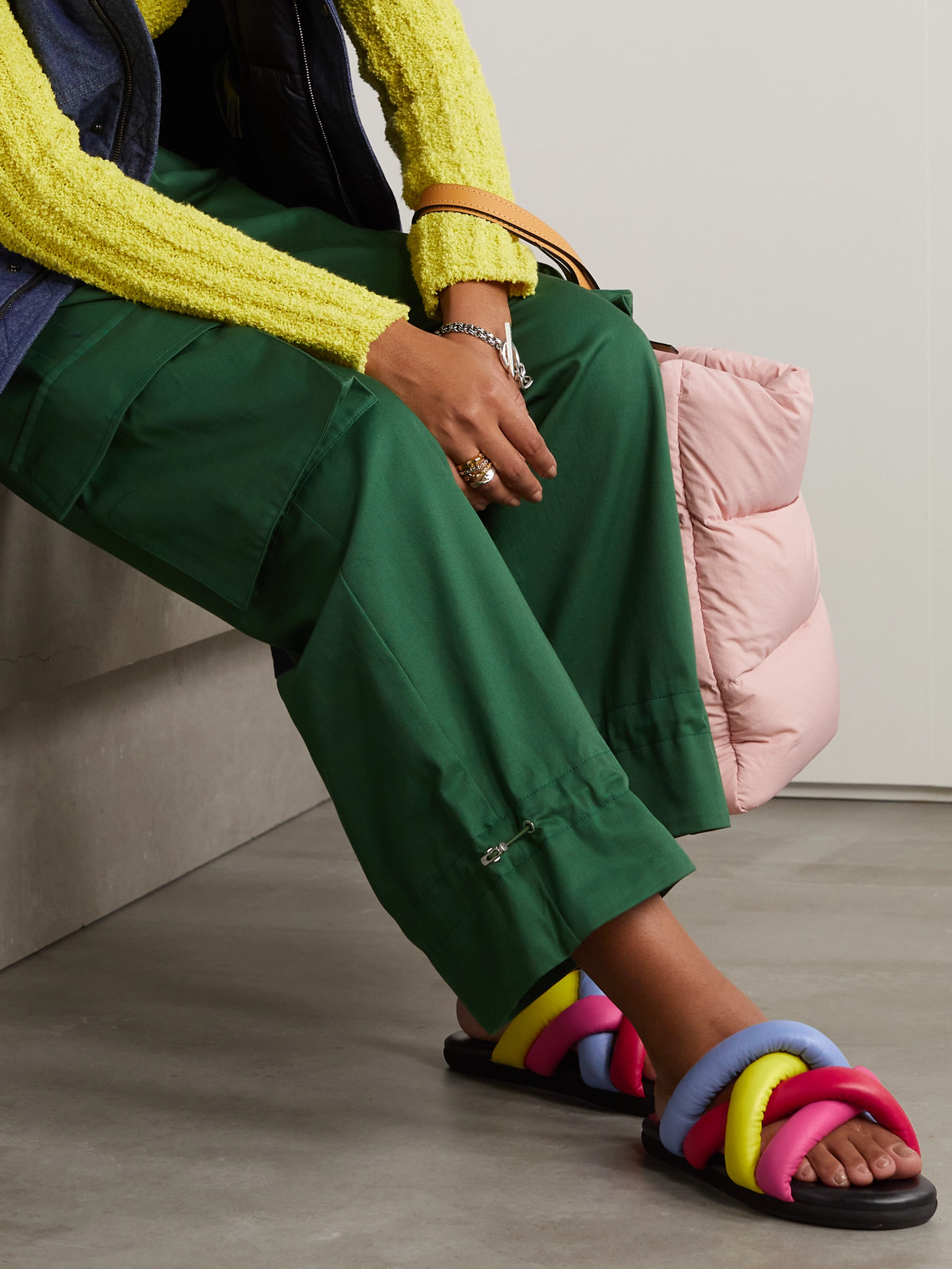 Moncler Genius + Jw Anderson Jbraided Leather Slides In Pink