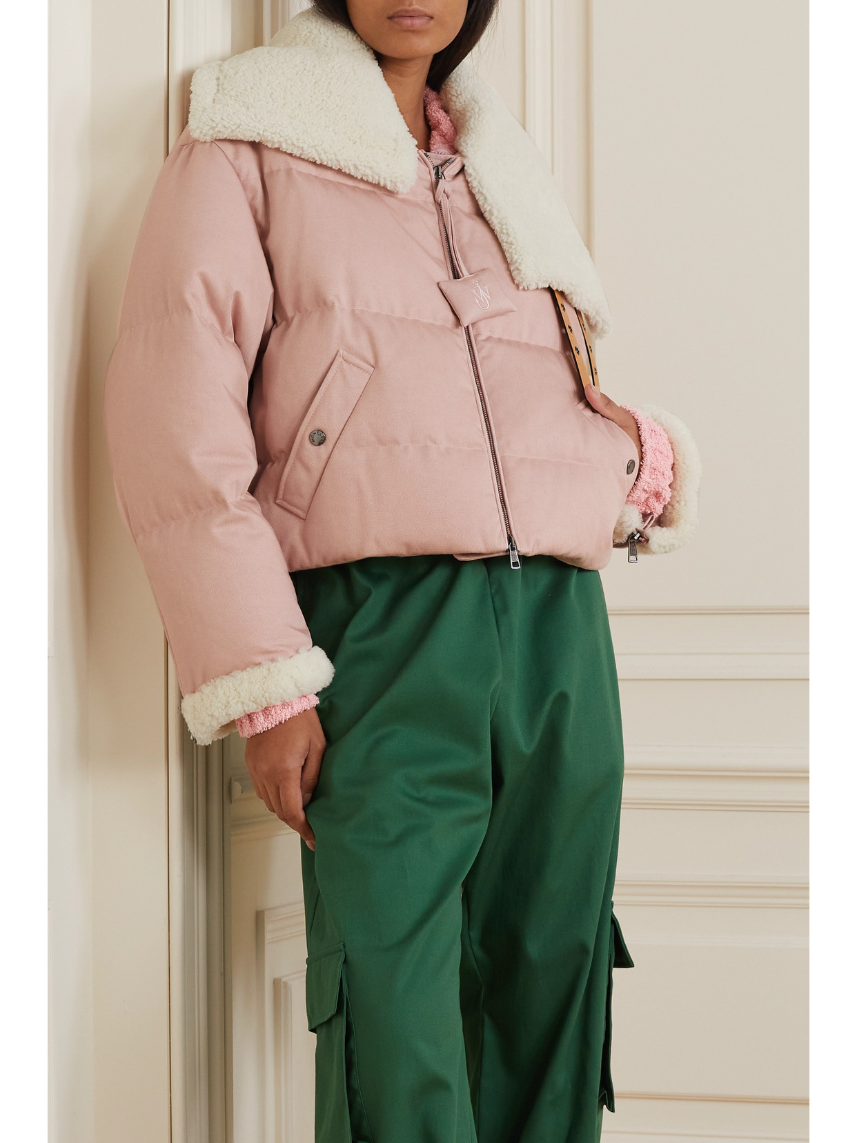 Genius - + Jw Anderson Penygarder Shearling-Trimmed Quilted Denim Down Jacket