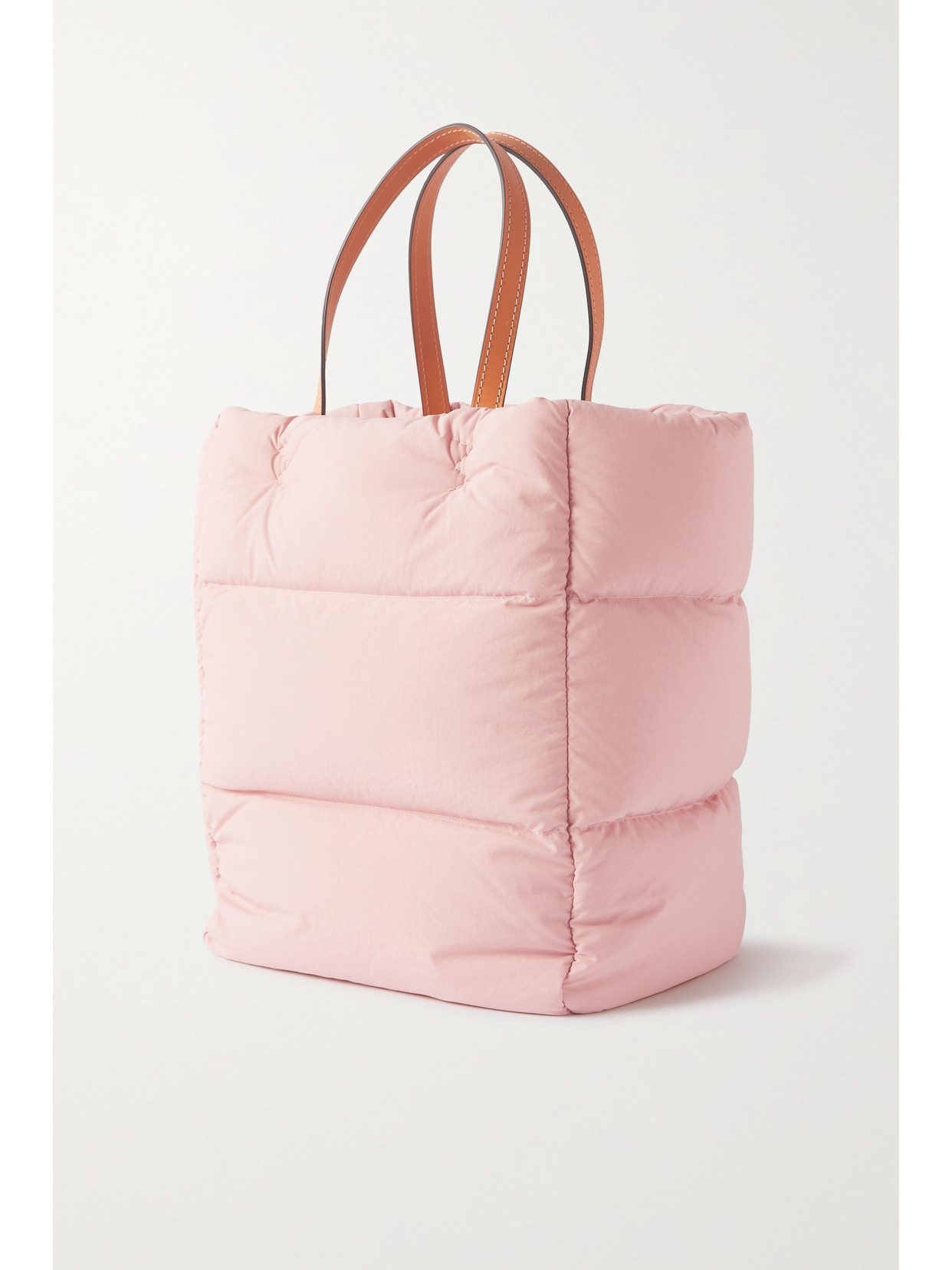 Shop Moncler Genius + Jw Anderson Leather-trimmed Quilted Nylon Tote In Pink