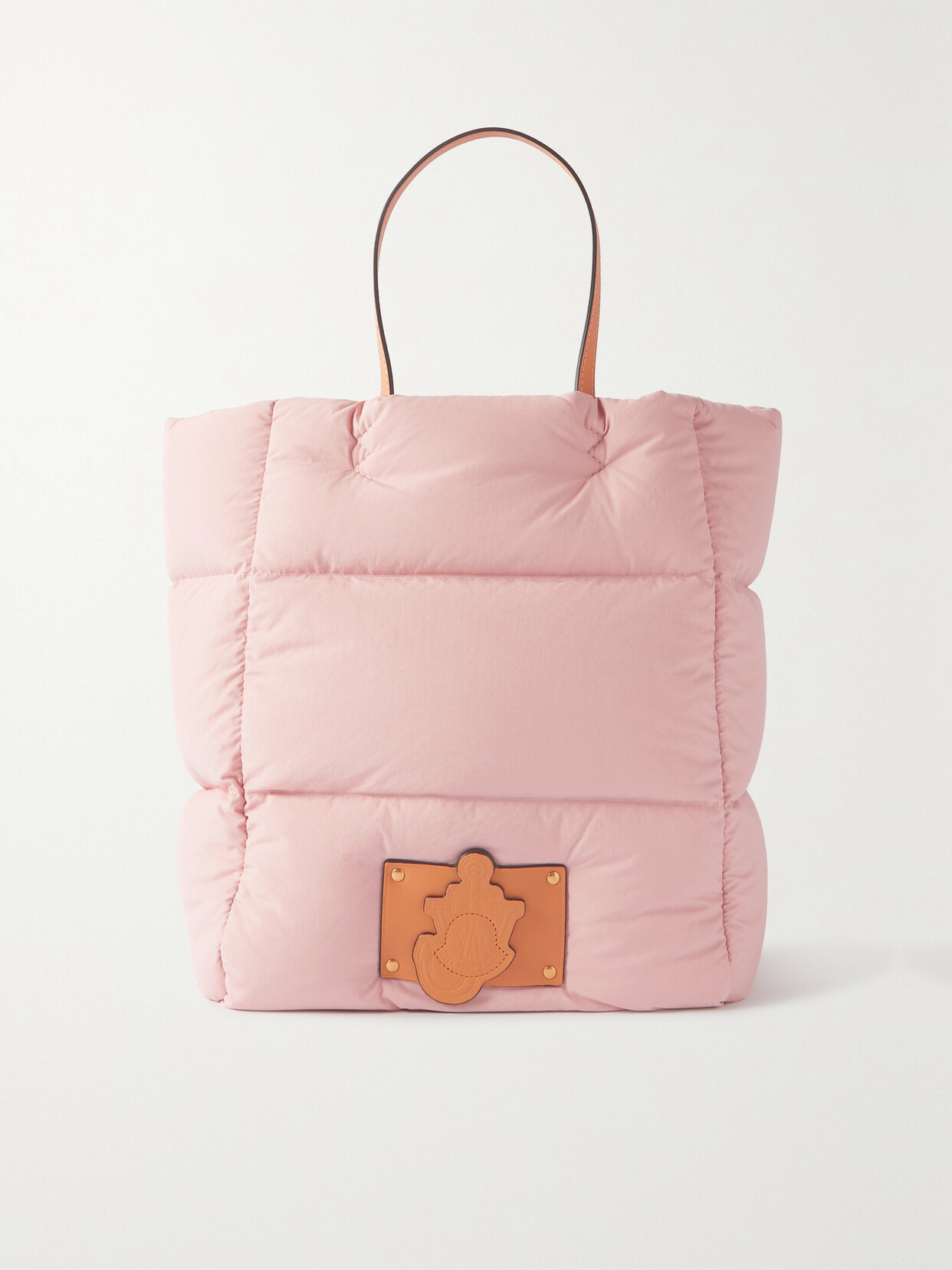 Moncler Genius + Jw Anderson Leather-trimmed Quilted Nylon Tote In Pink