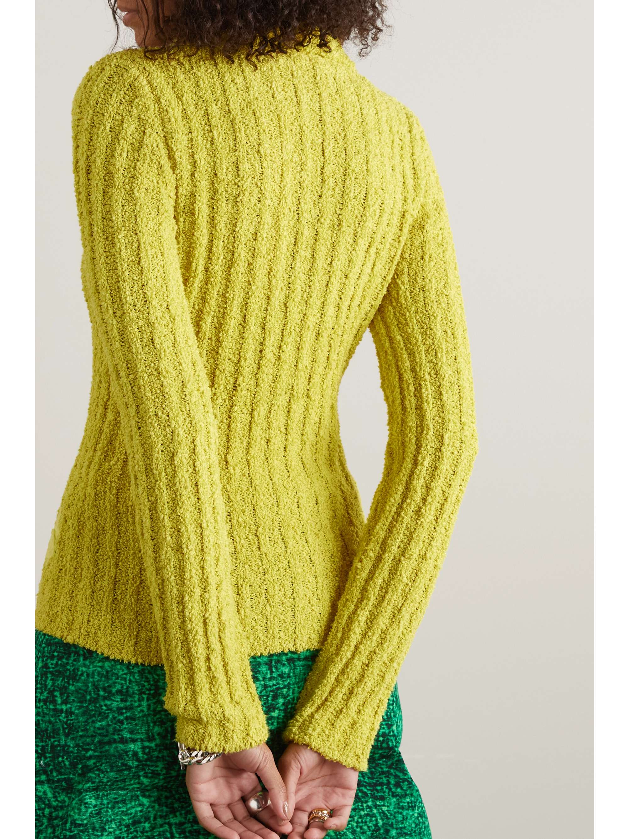 MONCLER GENIUS + JW Anderson appliquéd ribbed cotton-blend bouclé sweater