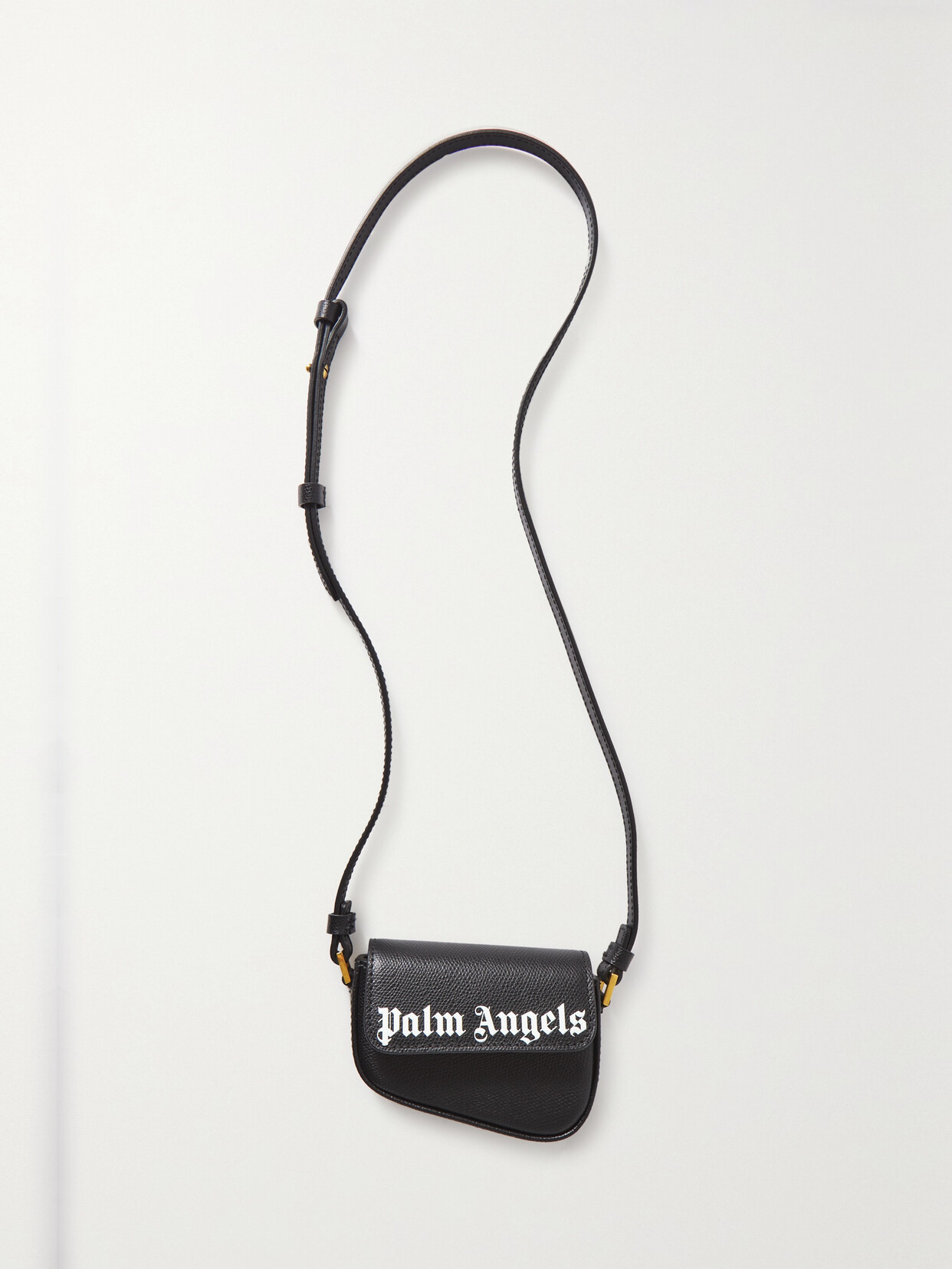 Shop Palm Angels Crash Mini Printed Textured-leather Shoulder Bag In Black