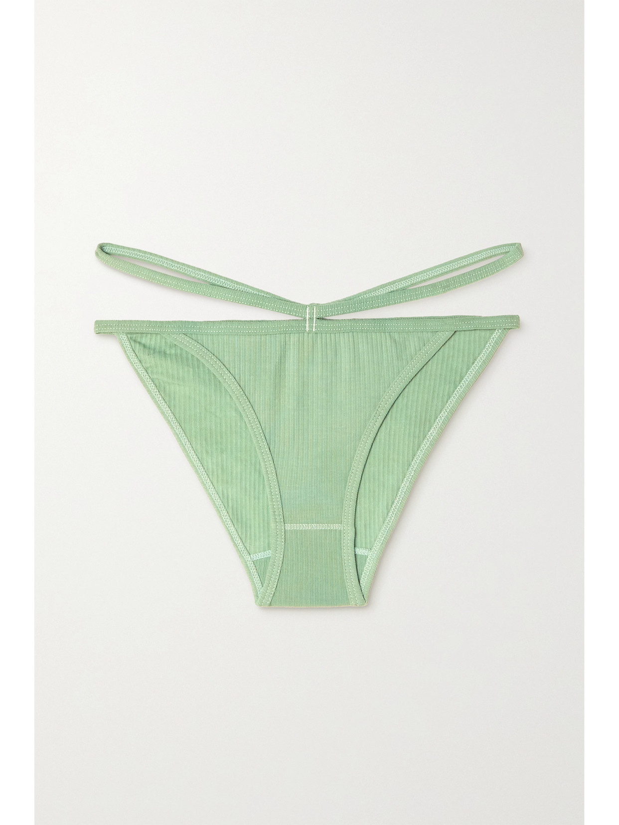 Baserange - Nida Ribbed Stretch Organic Cotton-jersey Briefs - Green image