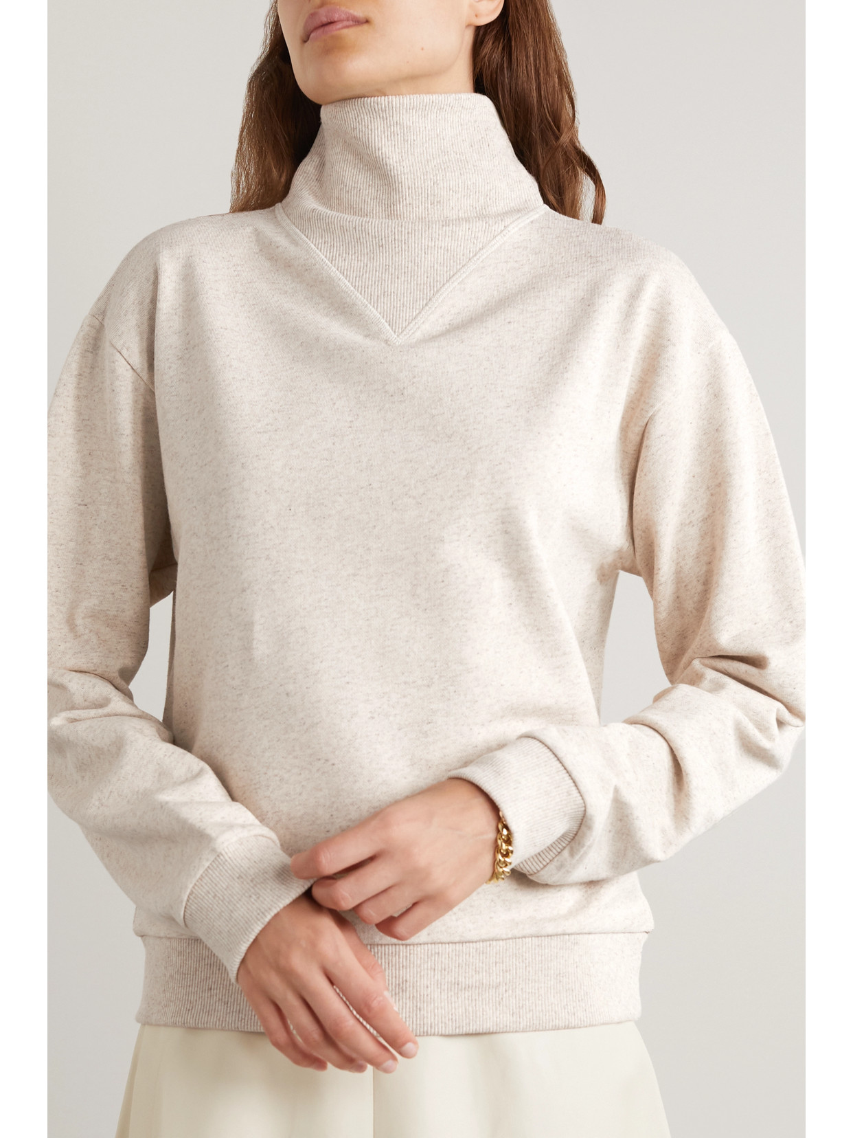 Baserange - Nape Organic Cotton And Hemp-blend Jersey Turtleneck Sweatshirt - White