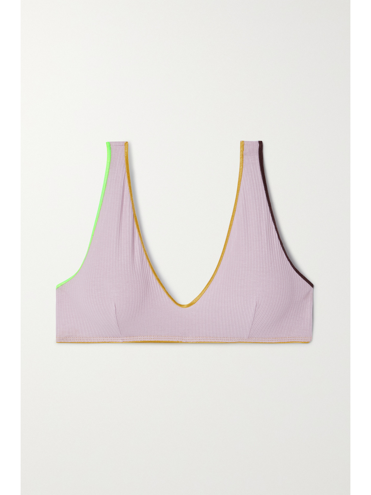 Baserange - Pam Ribbed Stretch-organic Cotton Soft-cup Bra - Purple image