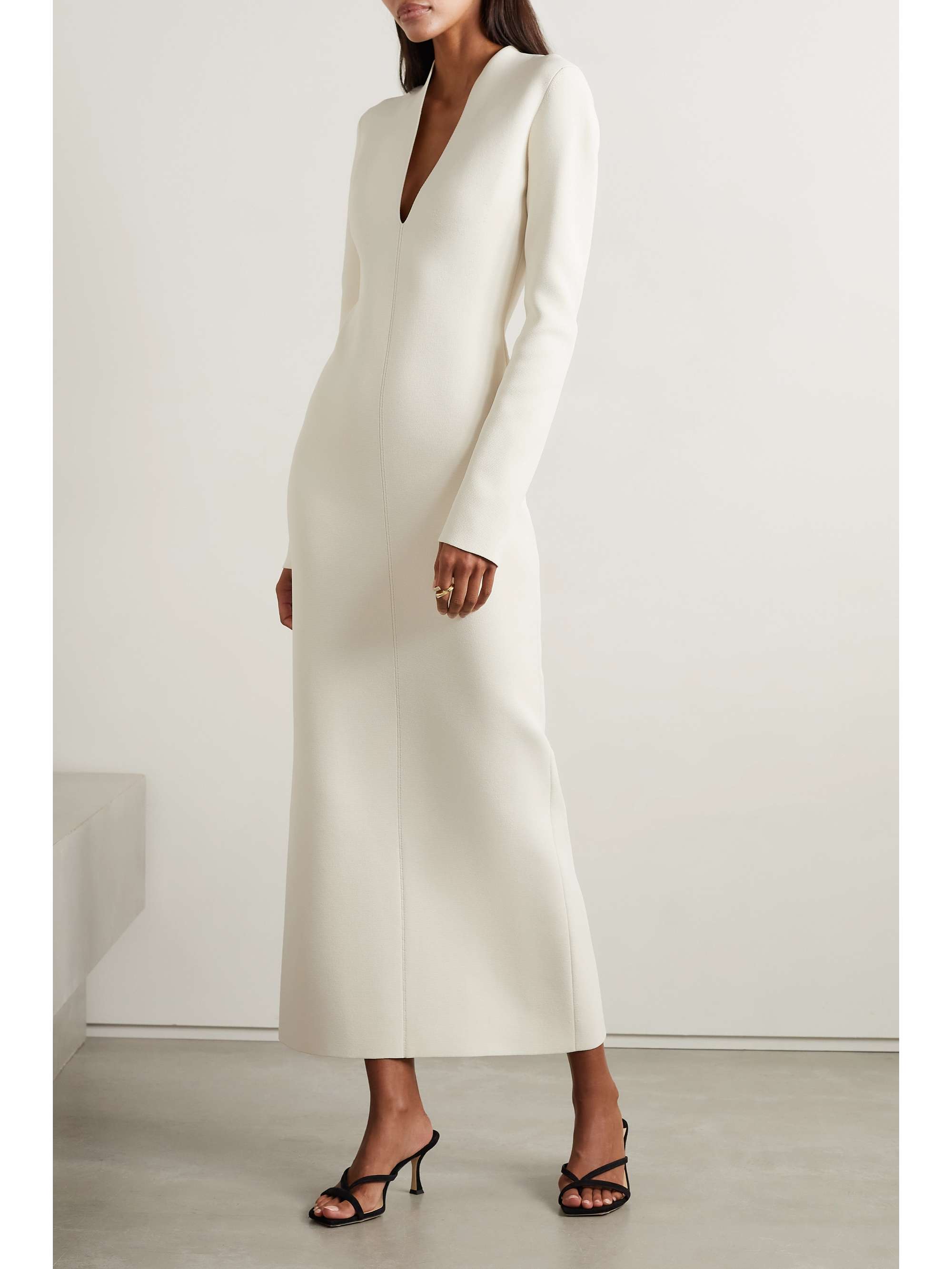 KHAITE Odette open-back crystal-embellished stretch-knit midi dress