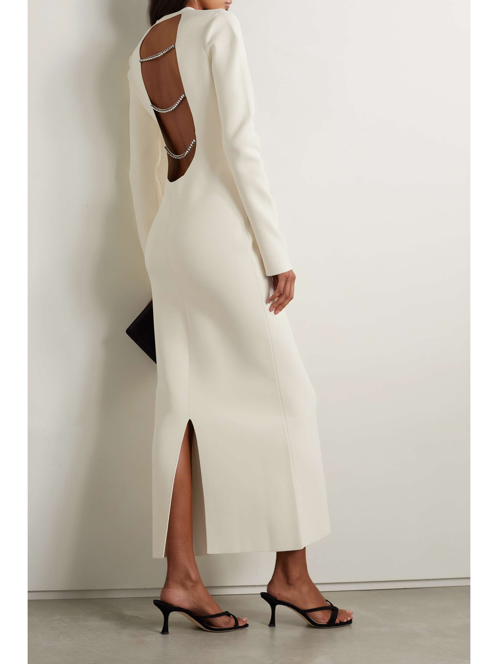 KHAITE Odette open-back crystal-embellished stretch-knit midi dress
